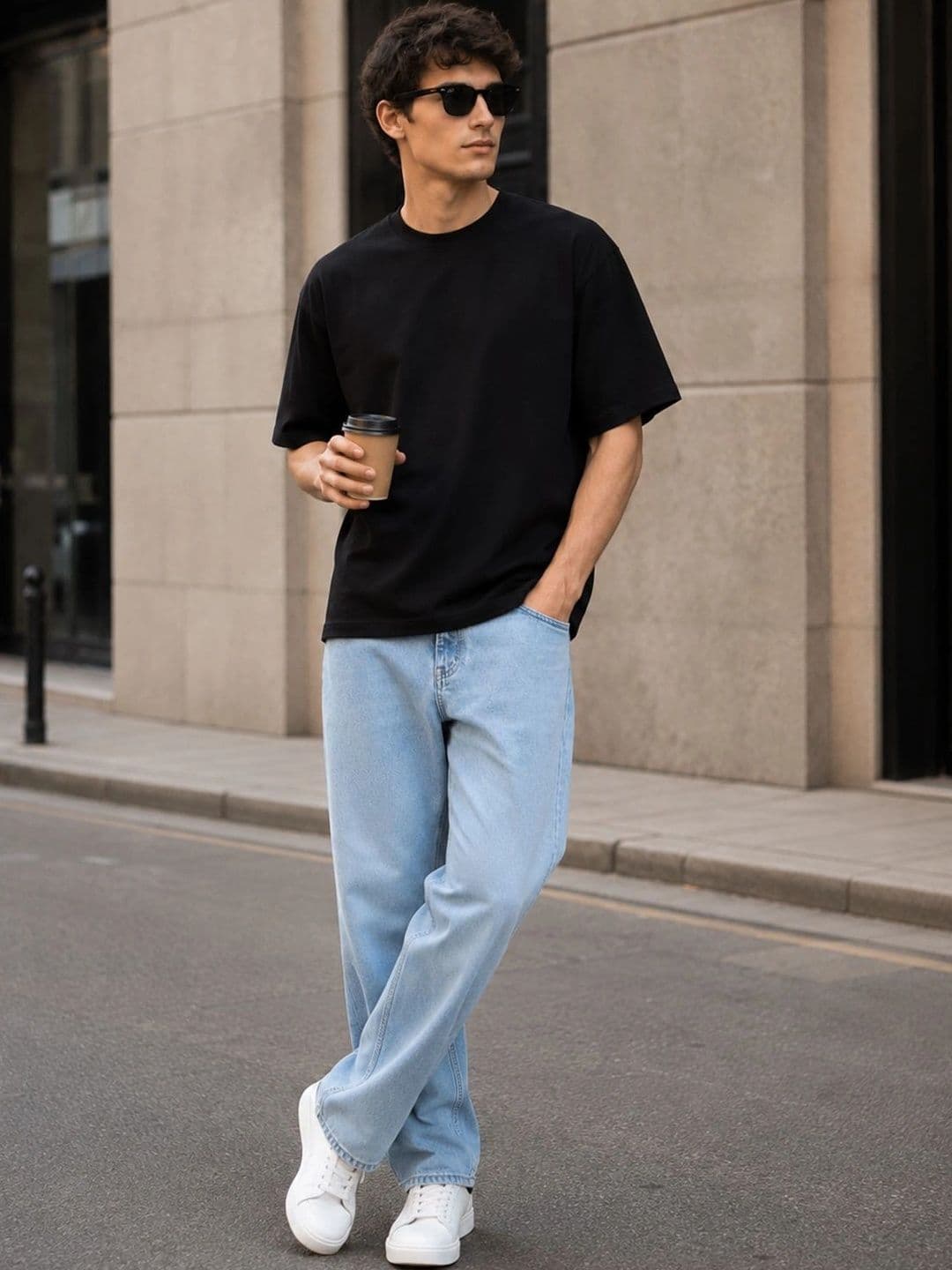HERE&NOW Men Round Neck Solid T-shirt Black - view 1