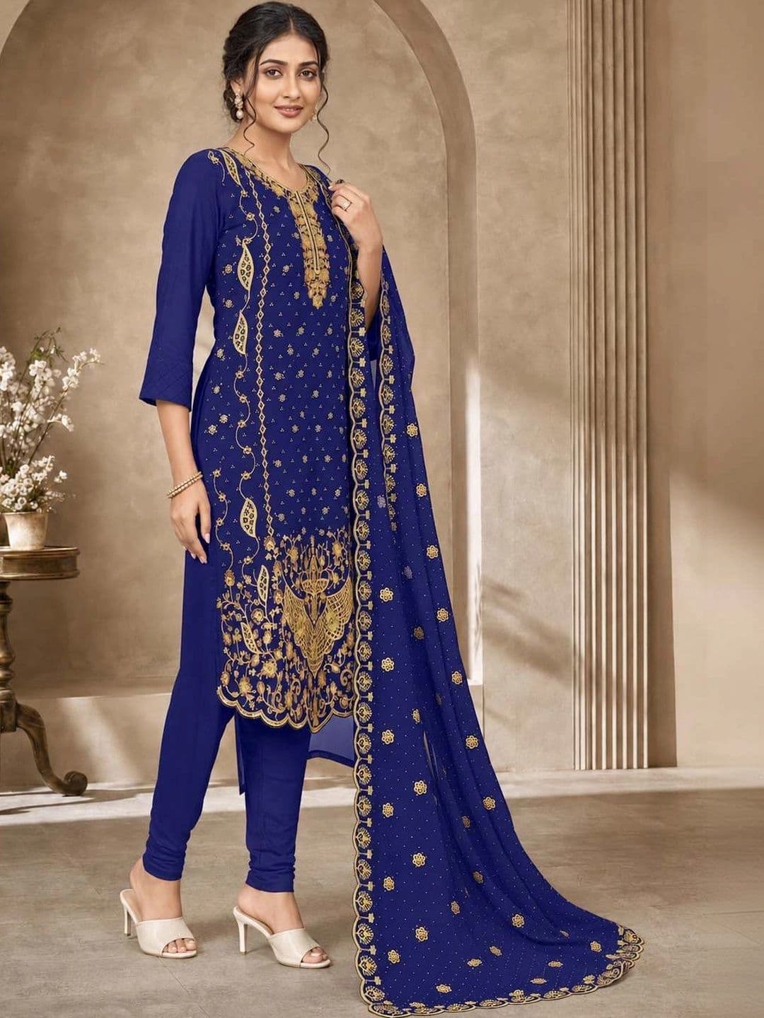 BHAIRAV TEX Embroidered Unstitched Dress Material thumbnail 4