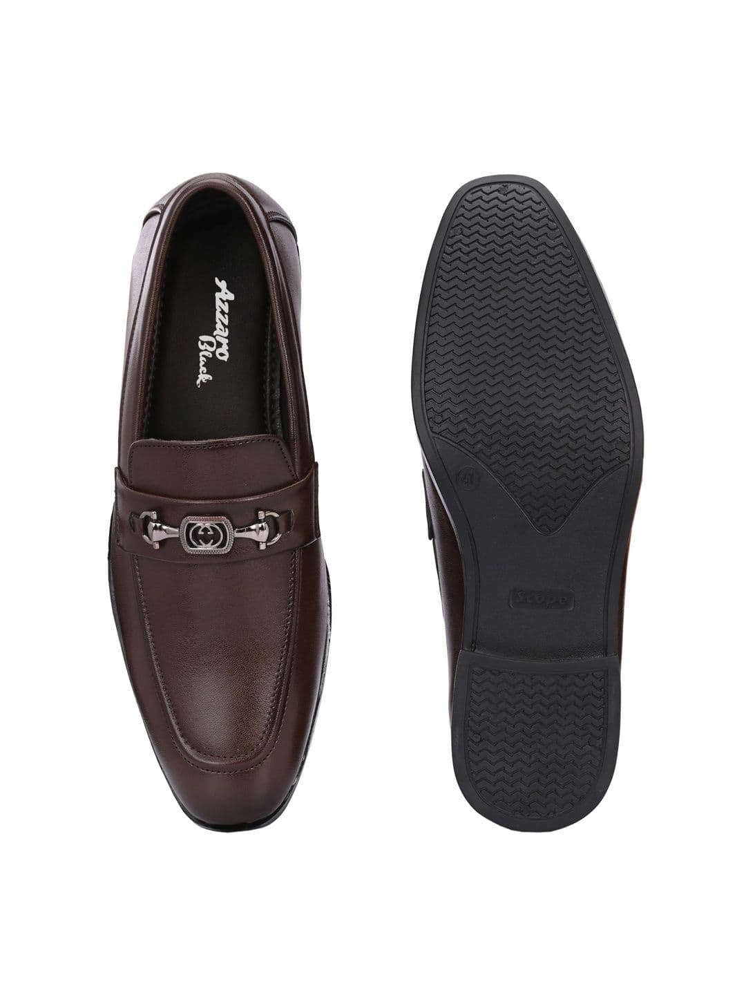 Azzaro Black Synthetic Leather Round Toe Slip-On Formal Loafers thumbnail 3