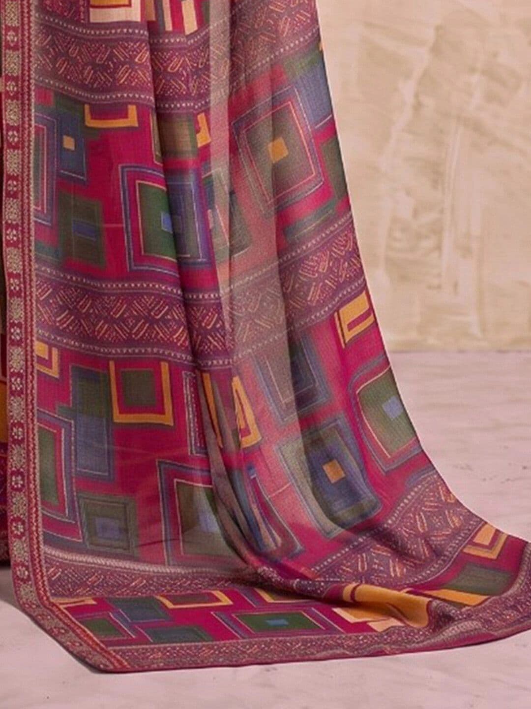SAARA Ethnic Motifs Pure Georgette Saree thumbnail 6