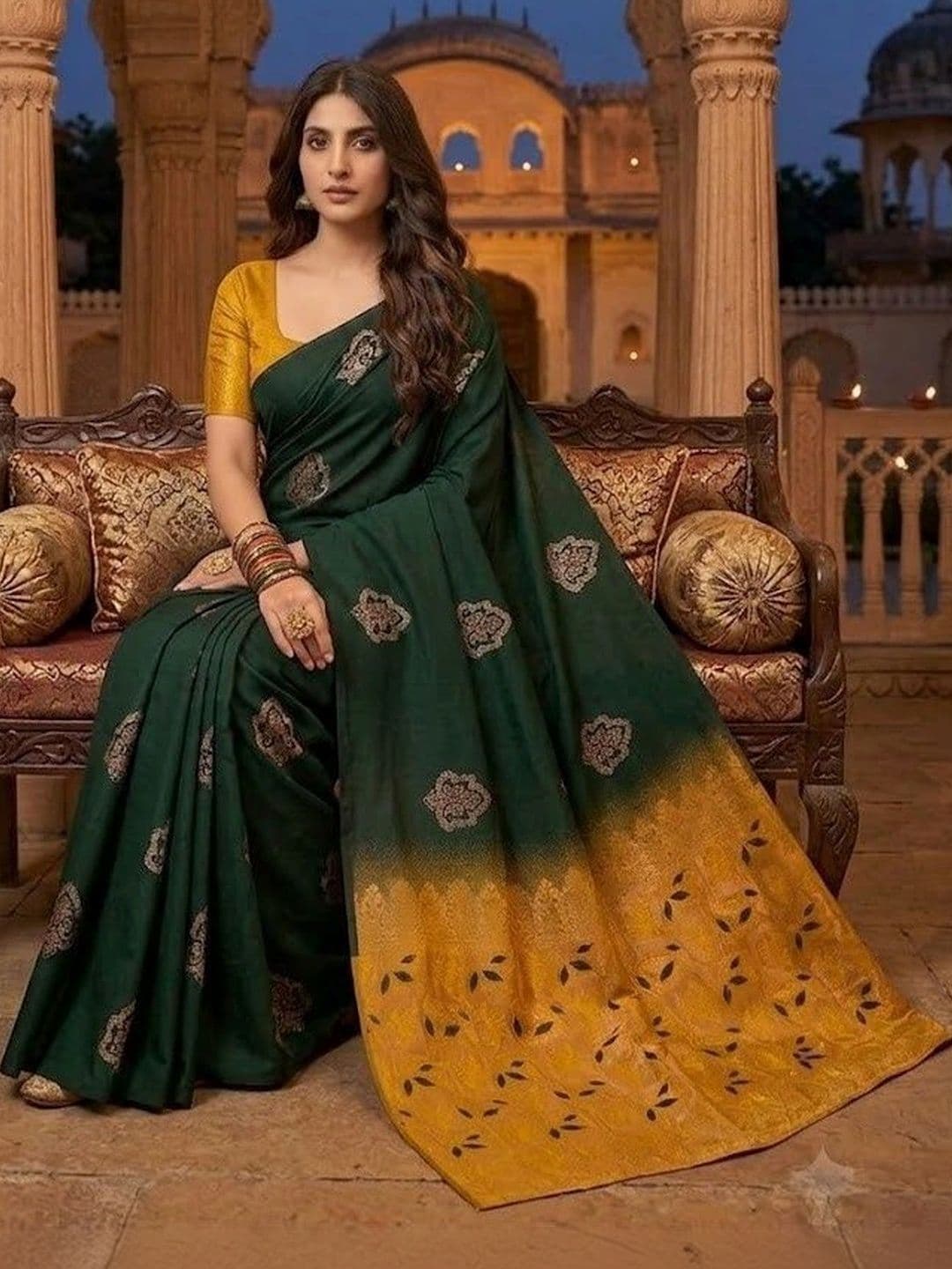 Okom Woven Design Zari Art Silk Banarasi Saree thumbnail 5