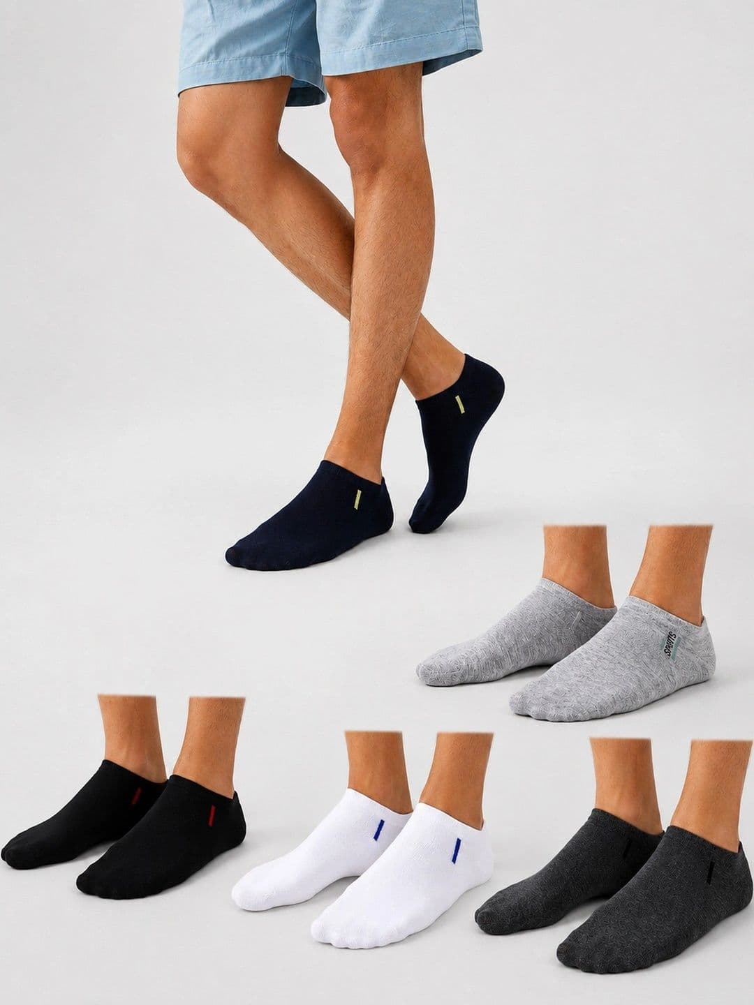 SHOPCASH Men Pack of 5 Cotton Assorted Ankle Length Socks thumbnail 2