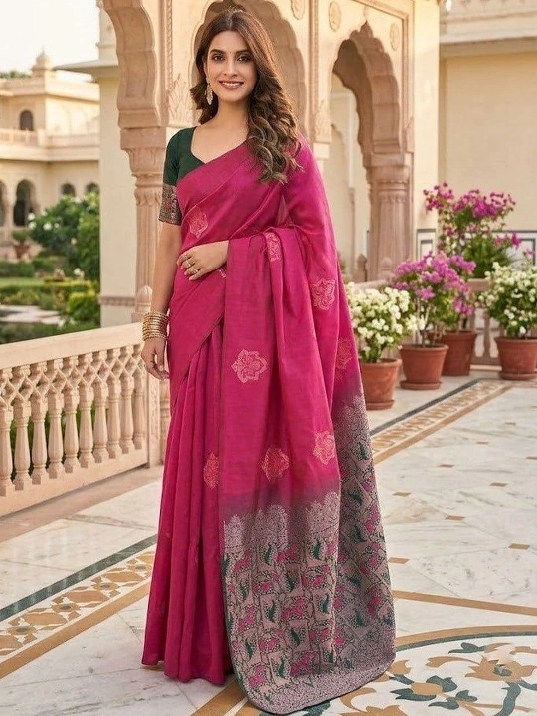 ADR CHIKANKARI Woven Design Zari Art Silk Banarasi Saree - view 1