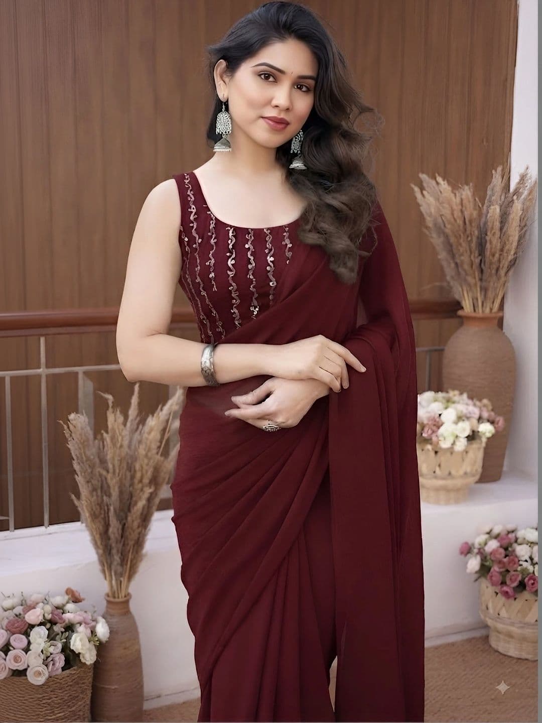 VRAGI Sequinned Saree thumbnail 3