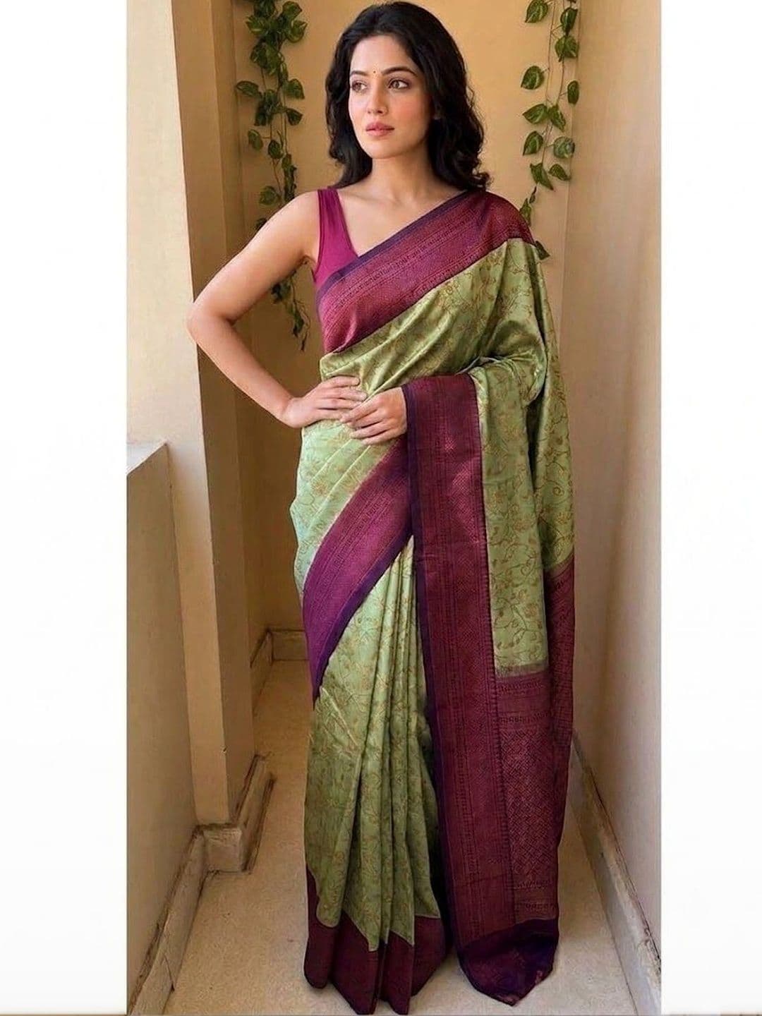 VelvetHue Woven Design Zari Art Silk Banarasi Saree - view 1