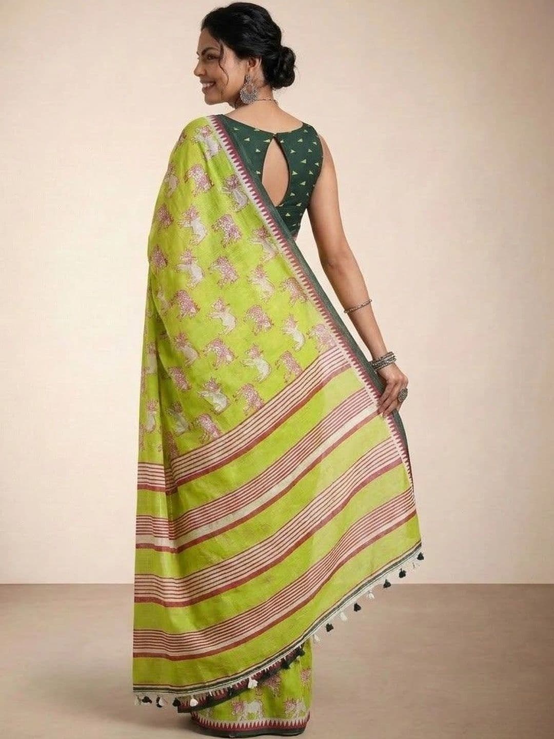 Anouk Ethnic Motifs Pure Linen Saree thumbnail 6