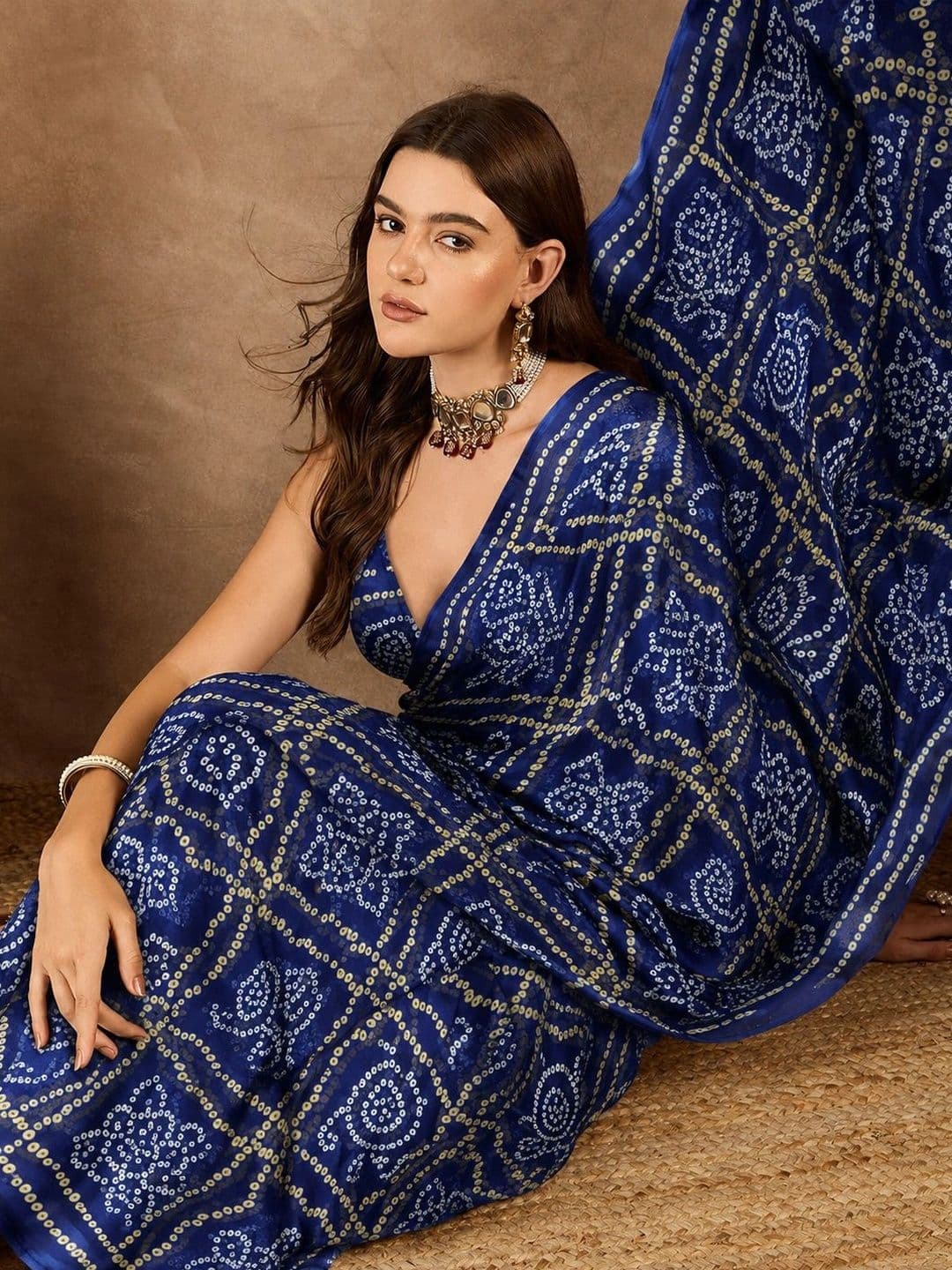 SANJANA  SILK SANJANA SILK Bandhani Pure Georgette Saree thumbnail 3