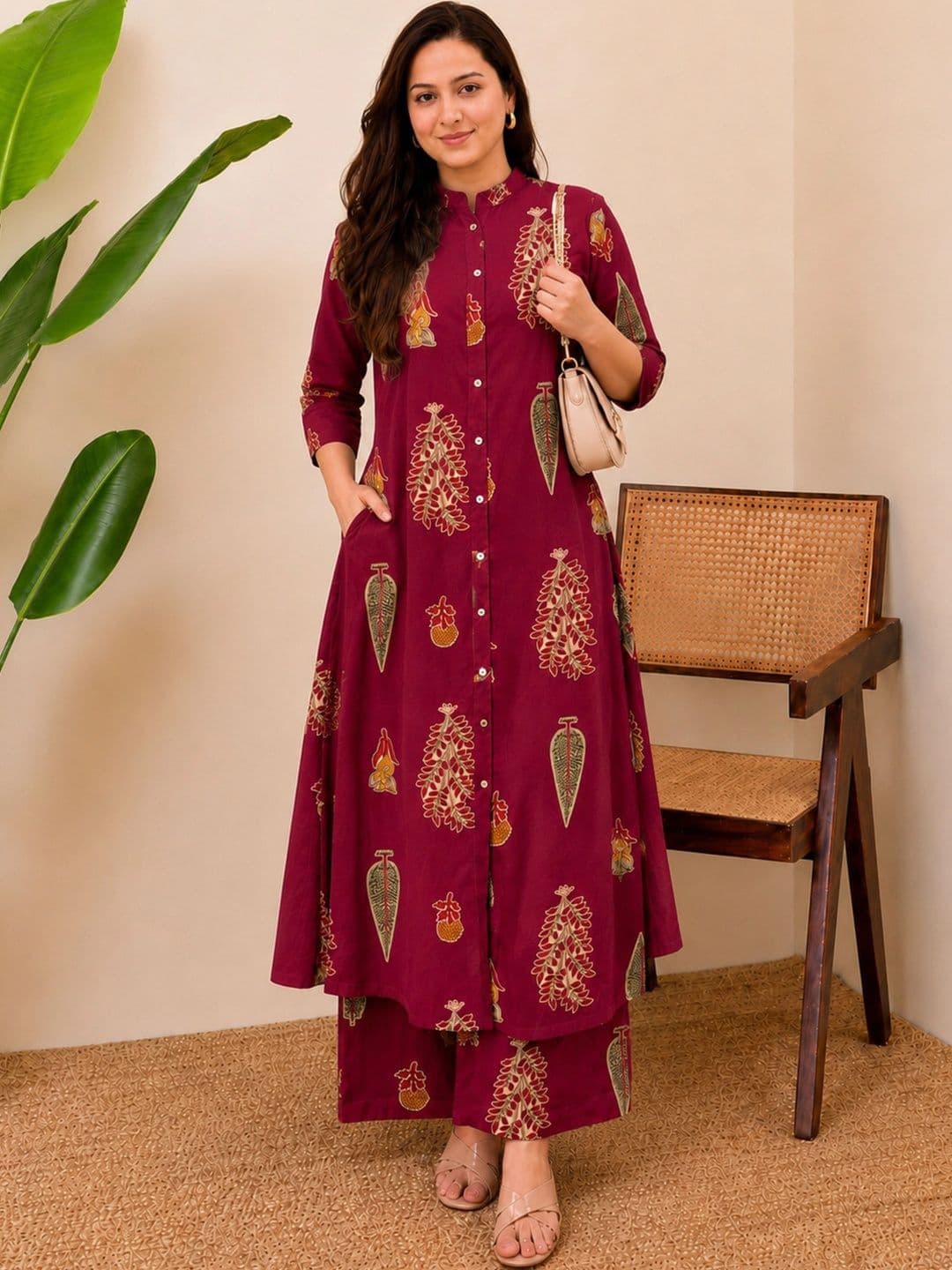 SZN Women Ethnic Motifs Printed Regular Kurta with Palazzos thumbnail 2