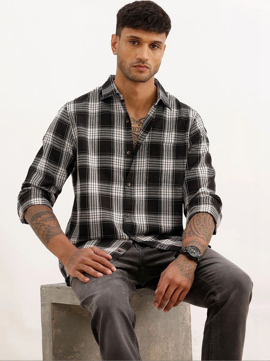 WROGN Men Slim Fit Checked Casual Shirt - view 1