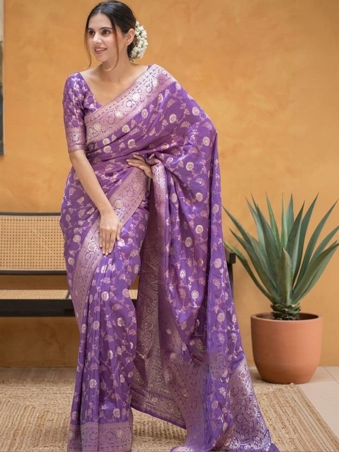 you shop we ship Woven Design Zari Art Silk Banarasi Saree - view 1