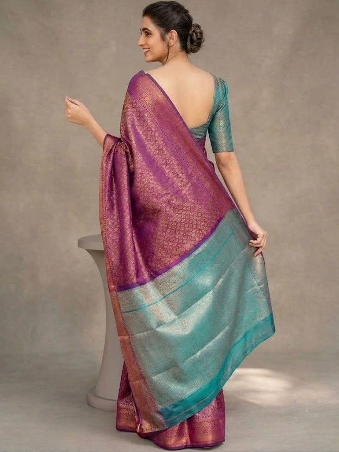 VelvetHue Woven Design Zari Art Silk Banarasi Saree thumbnail 5
