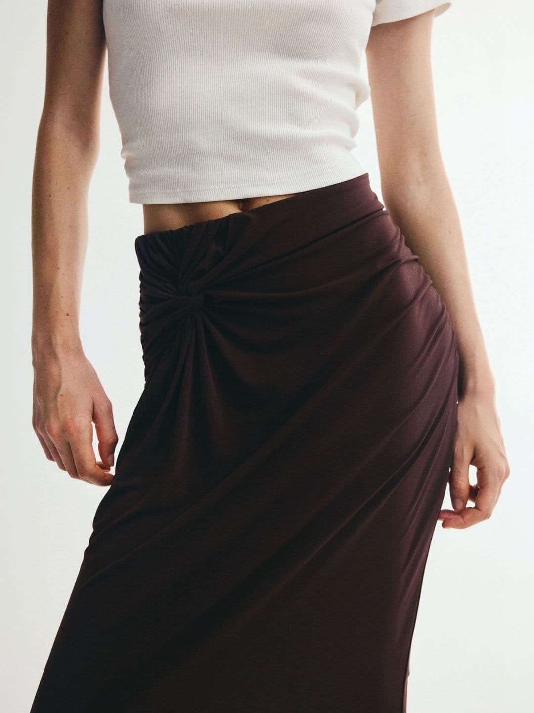 H&M Women Draped Midi Straight Skirt thumbnail 5