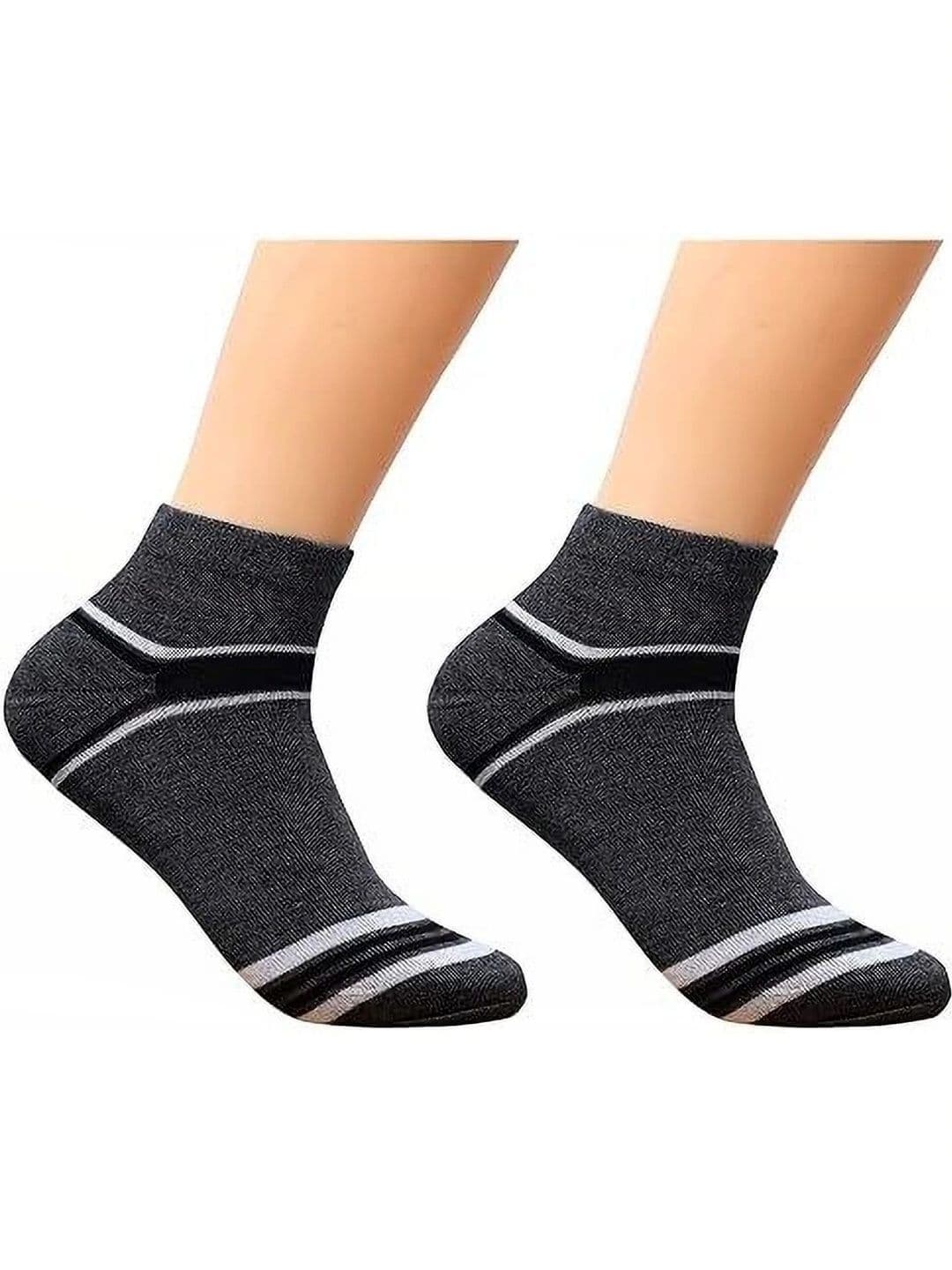 REDCARP Men Pack of 5 Cotton Striped Above Ankle Socks thumbnail 3