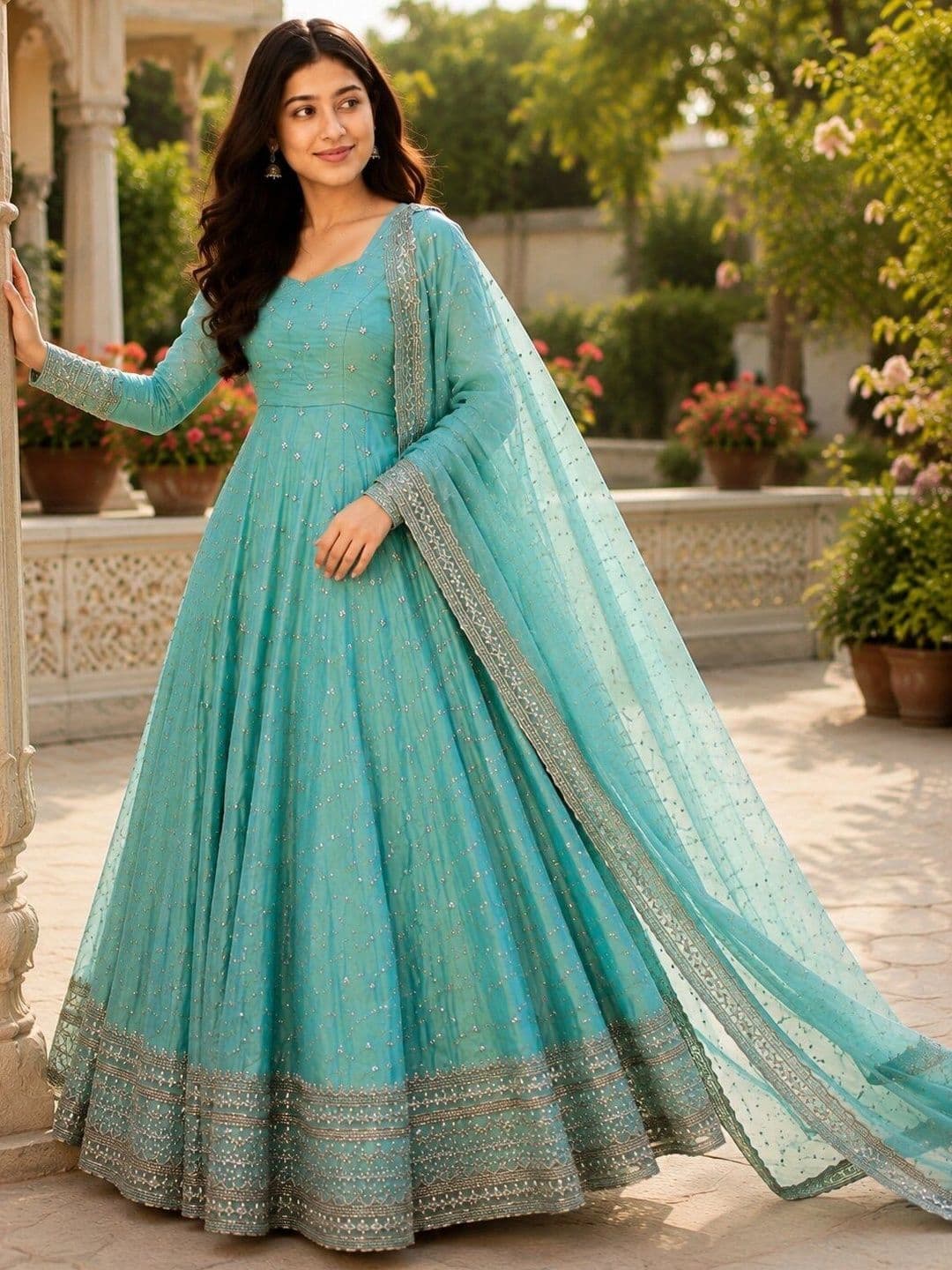 KALINI Women Ethnic Motifs Embroidered Regular Kurta with Trousers & With Dupatta thumbnail 5