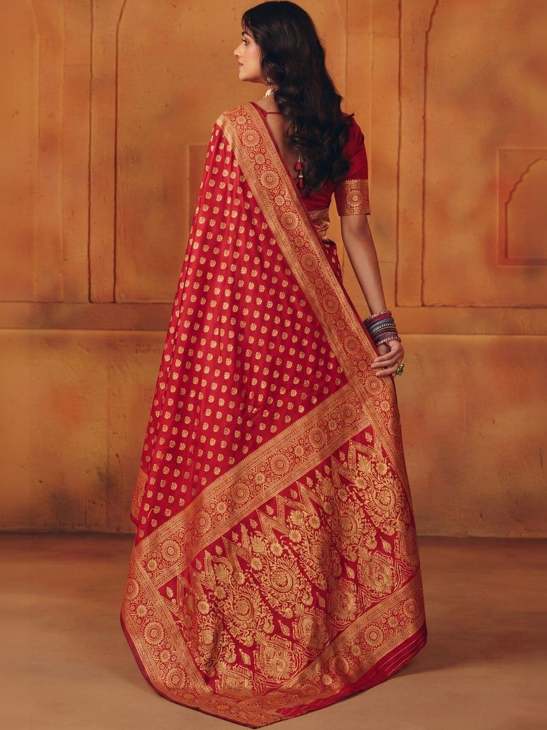VS MALL Ethnic Motifs Zari Banarasi Saree thumbnail 2