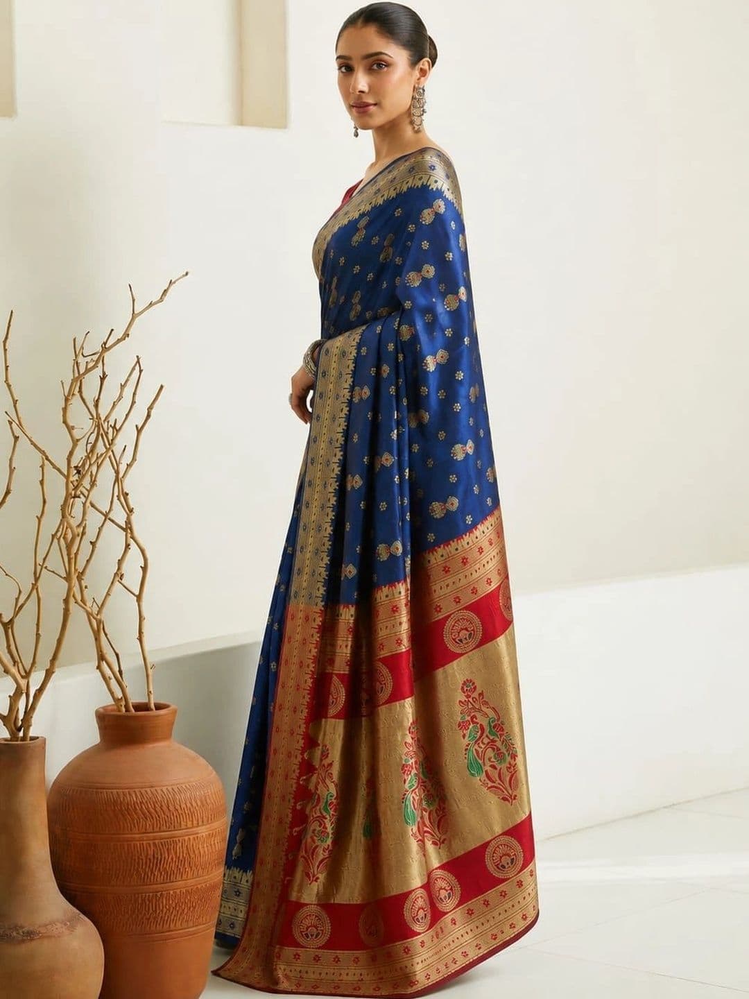 vastranagari Woven Design Zari Art Silk Designer Banarasi Saree thumbnail 3