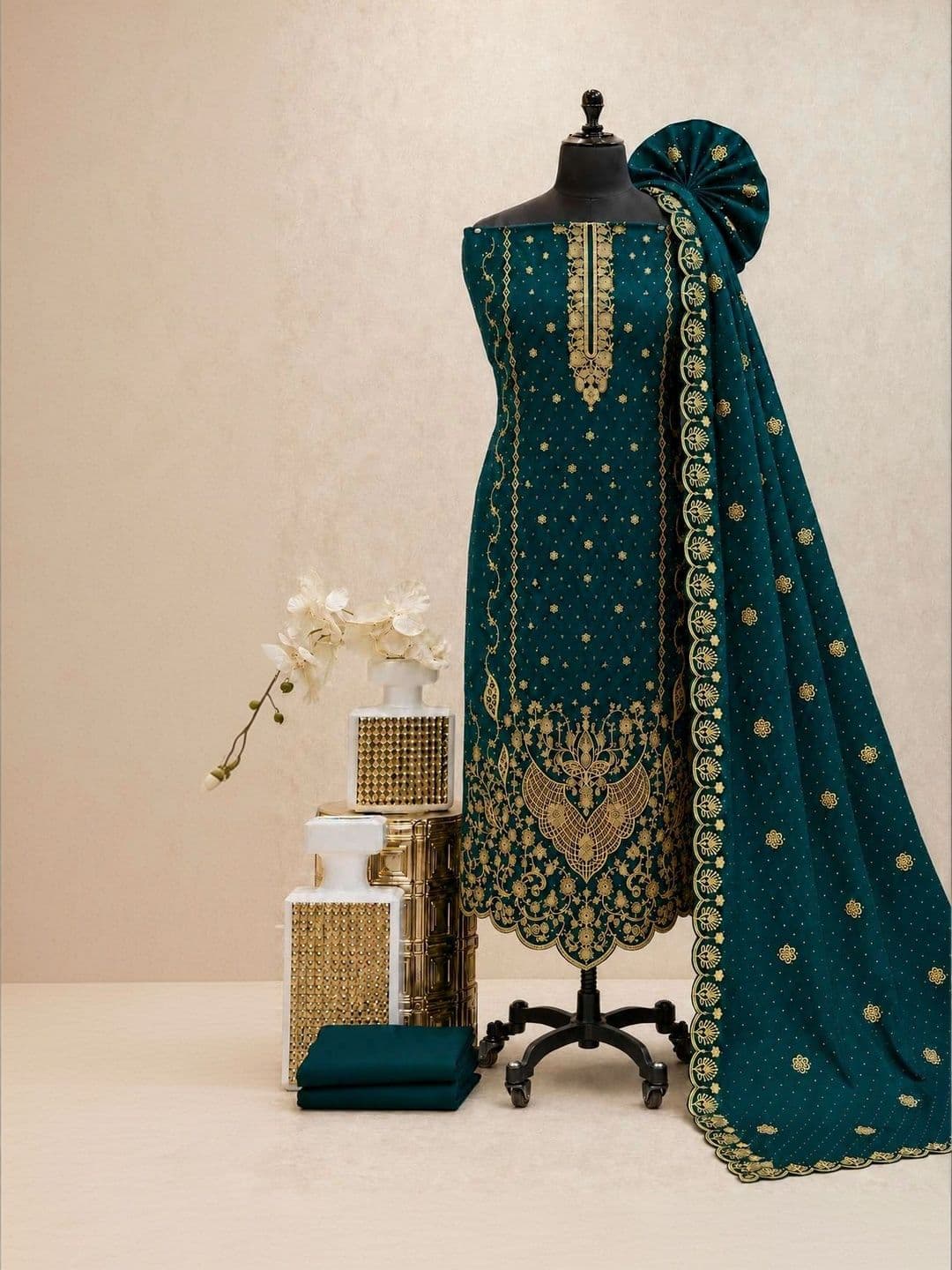 BHAIRAV TEX Embroidered Unstitched Dress Material thumbnail 2