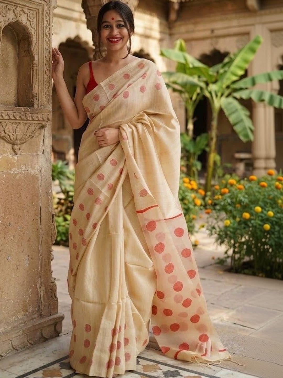 GMK Fashions Polka Dot Zari Art Silk Banarasi Saree - view 1