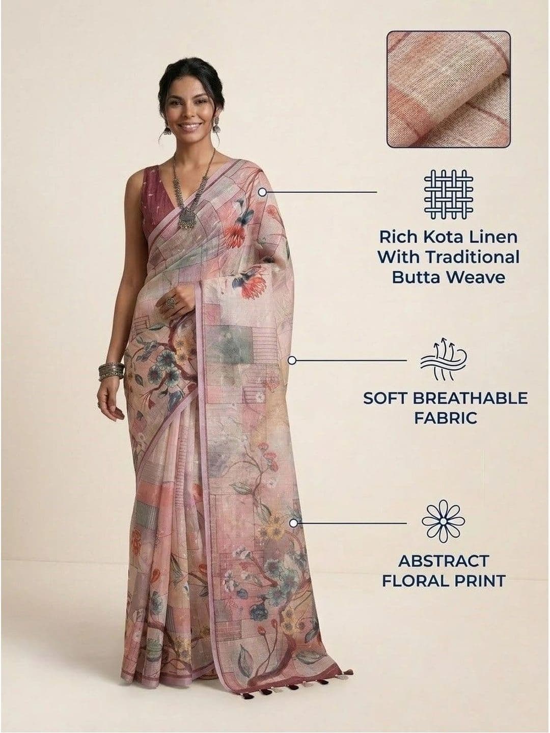 Anouk Linen Blend Saree thumbnail 6