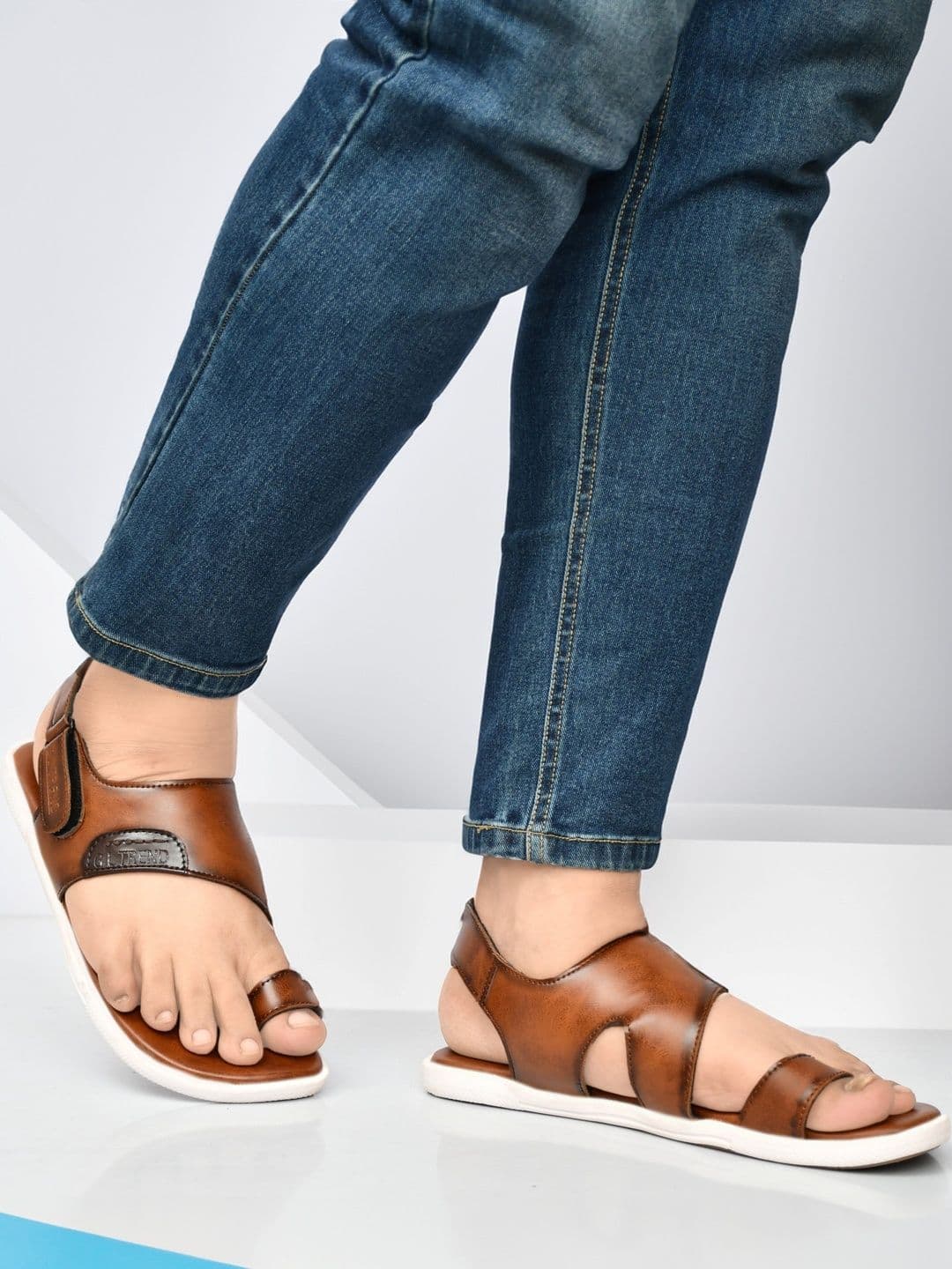 G L Trend Men's Tan Casual Comfort Open Toe Slip-On Sandals thumbnail 2