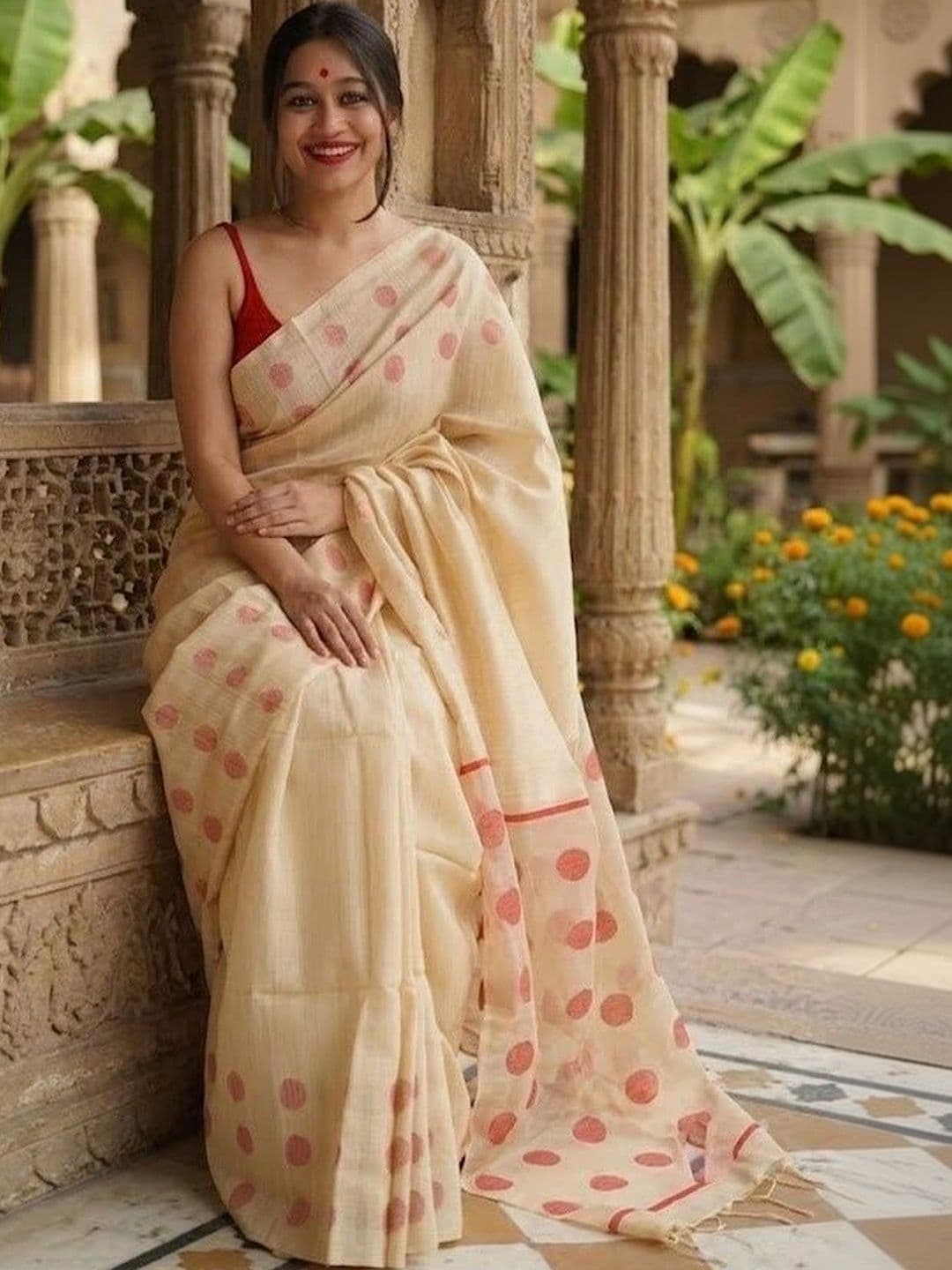 Vidula Fashion Polka Dot Zari Art Silk Banarasi Saree thumbnail 2