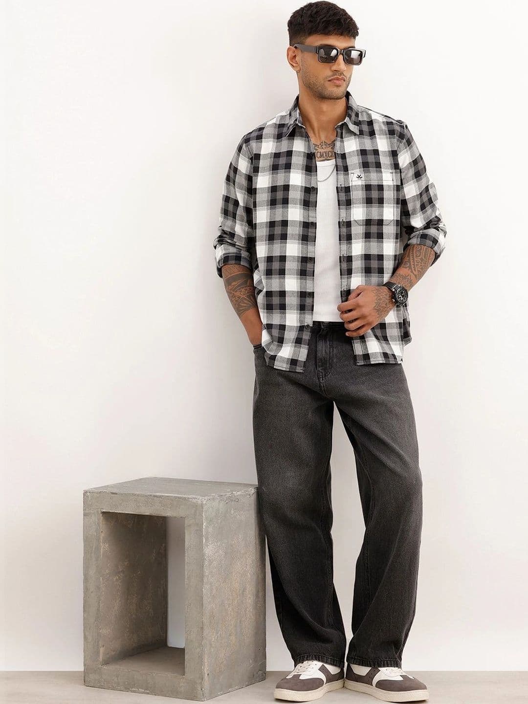 WROGN Men Slim Fit Buffalo Checks Checked Casual Shirt thumbnail 2