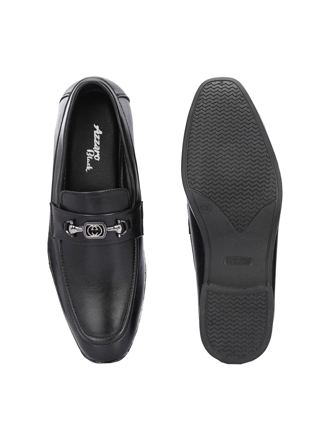 Azzaro Black Synthetic Leather Round Toe Slip-On Formal Loafers thumbnail 7