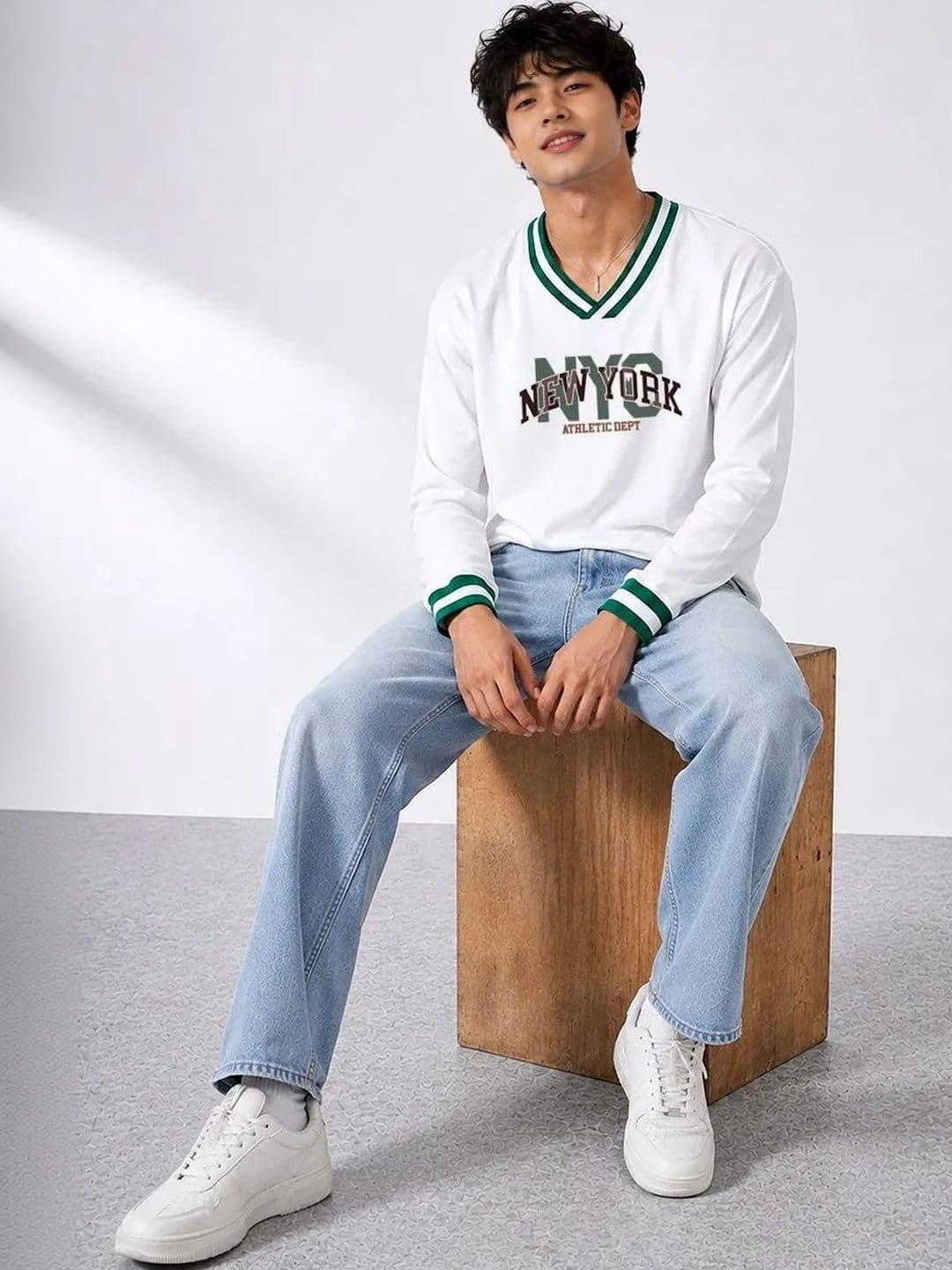SZN Men Typography Printed V-Neck T-shirt thumbnail 3