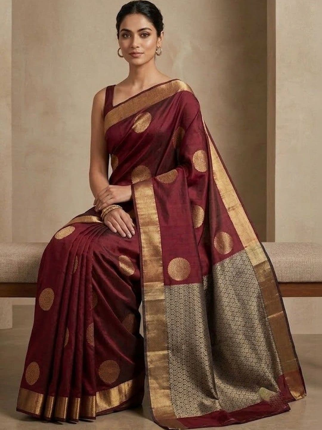 VelvetHue Woven Design Zari Art Silk Banarasi Saree thumbnail 4