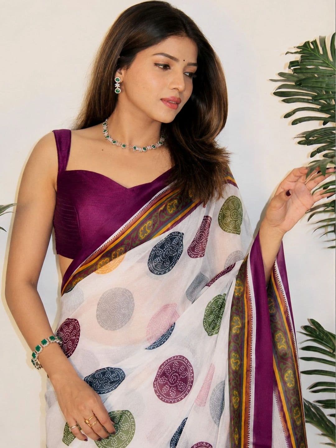 GHAN SALS Polka Dot Pure Georgette Saree thumbnail 2