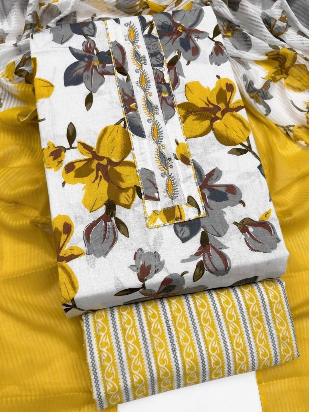 CLEMIRA Printed Pure Cotton Unstitched Dress Material thumbnail 5