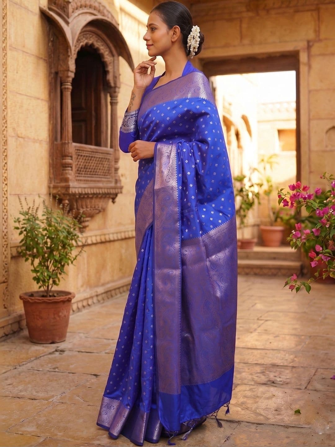 AAVEE Woven Design Zari Art Silk Banarasi Saree thumbnail 7