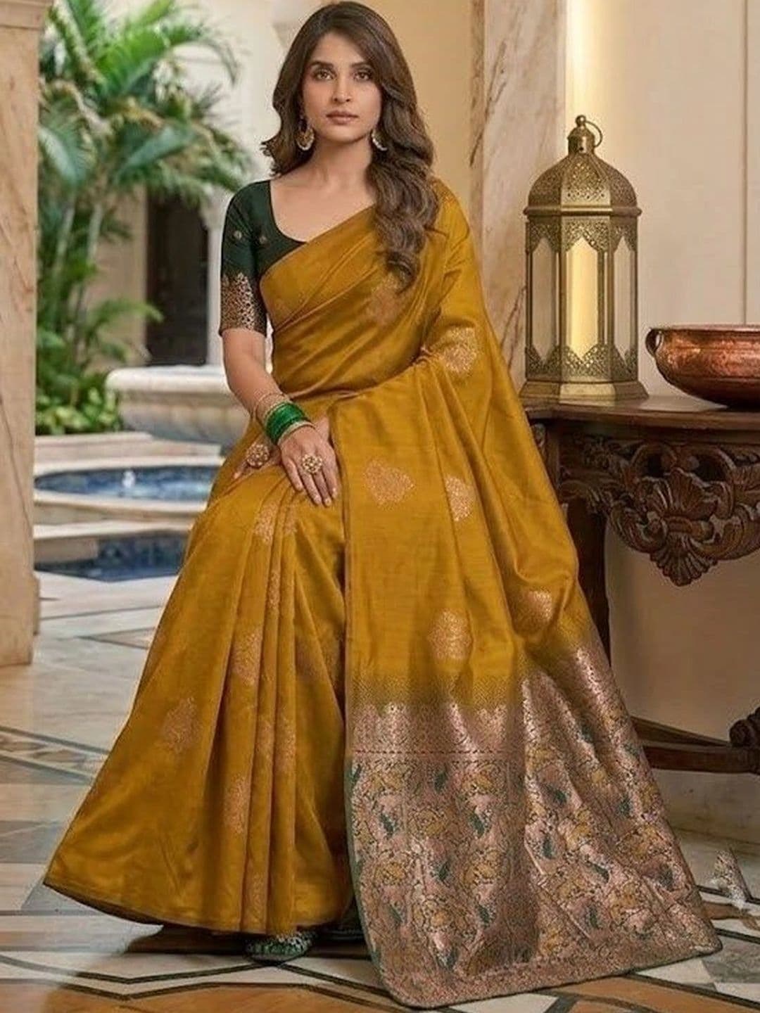 VelvetHue Woven Design Zari Art Silk Banarasi Saree thumbnail 5