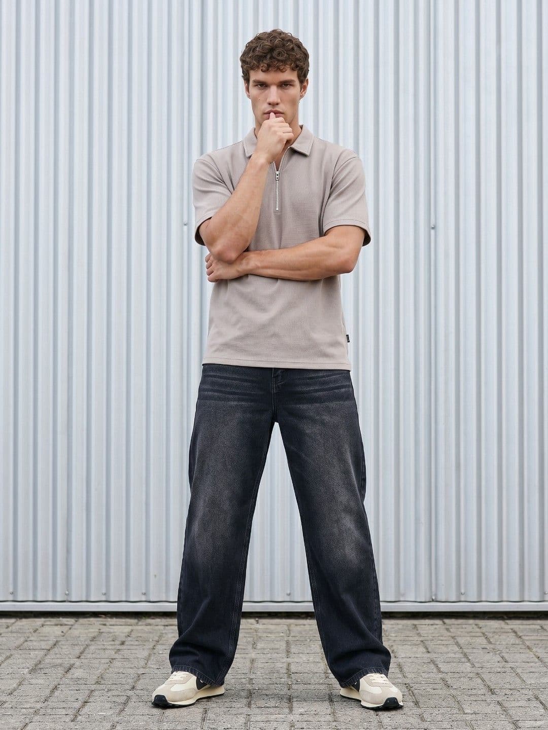 glitchez Polo Collar Textured Relaxed Fit Tshirt thumbnail 8