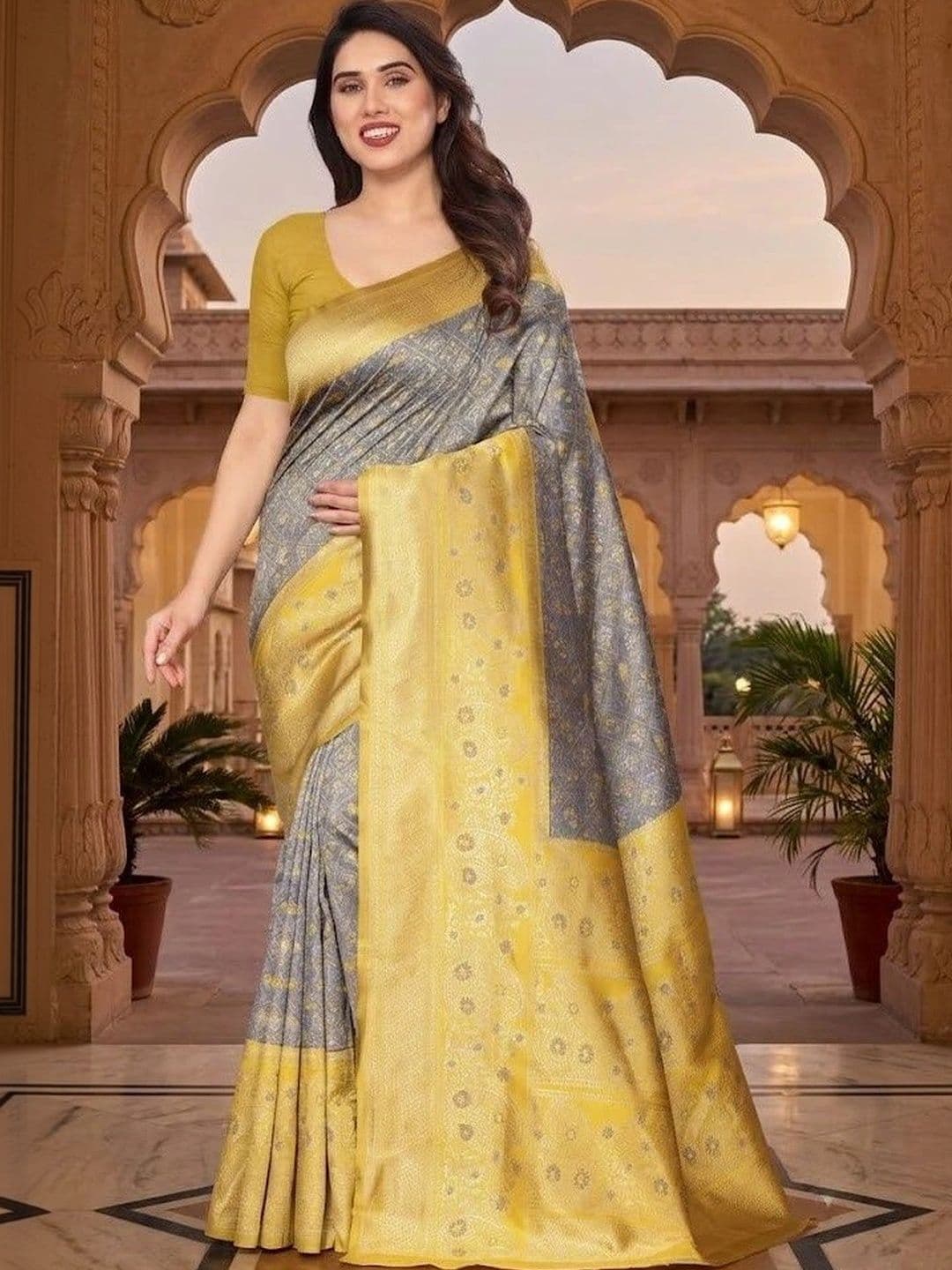 VelvetHue Woven Design Zari Art Silk Banarasi Saree - view 1
