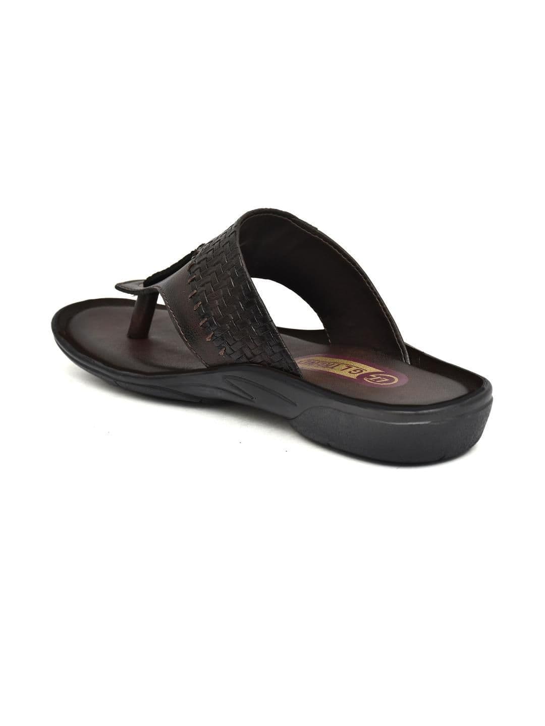 G L Trend Men's Brown Textured Comfort Thong Sandals with Adjustable Strap thumbnail 7