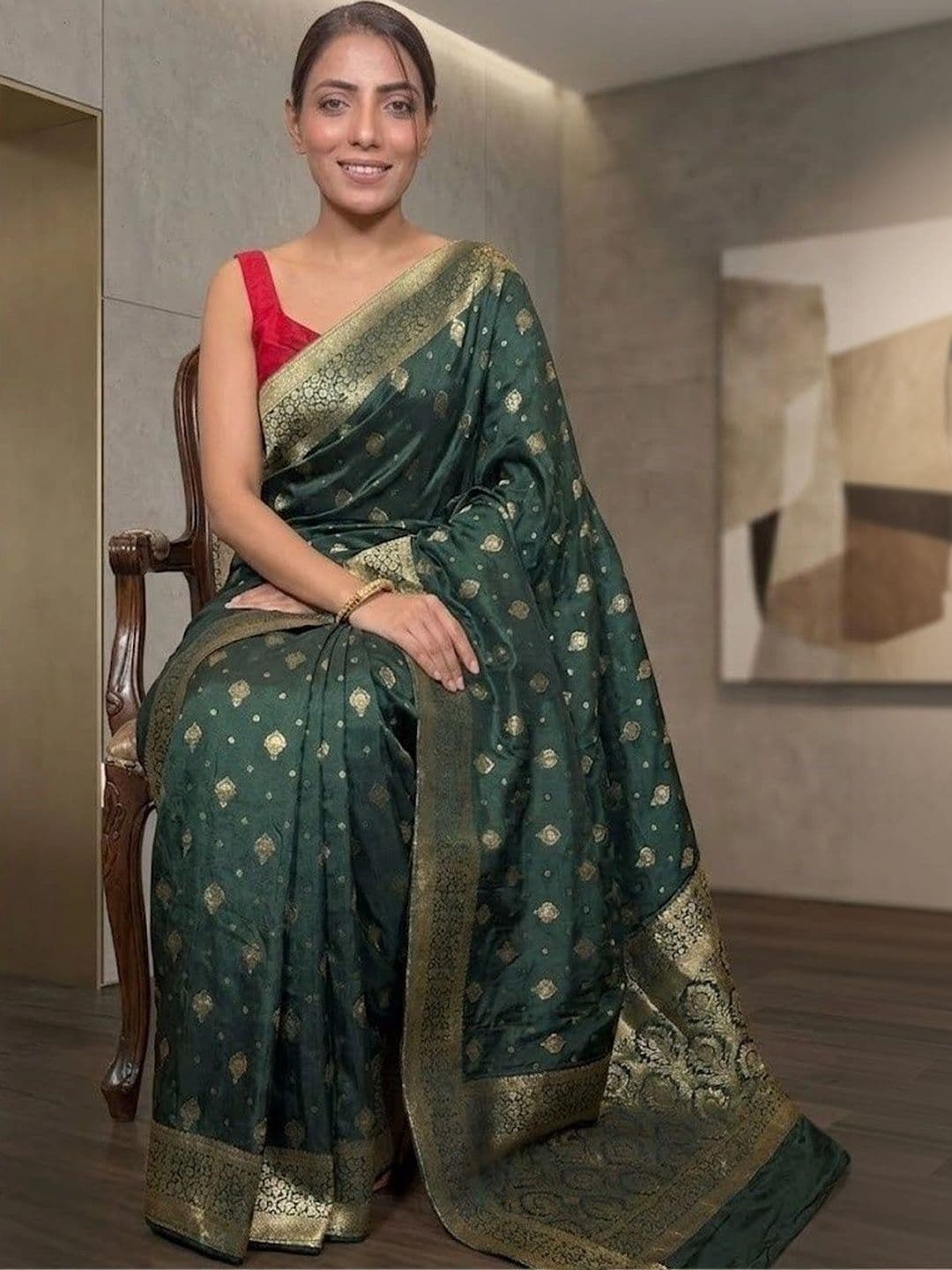 AdoreeStitch Woven Design Zari Art Silk Banarasi Saree thumbnail 4