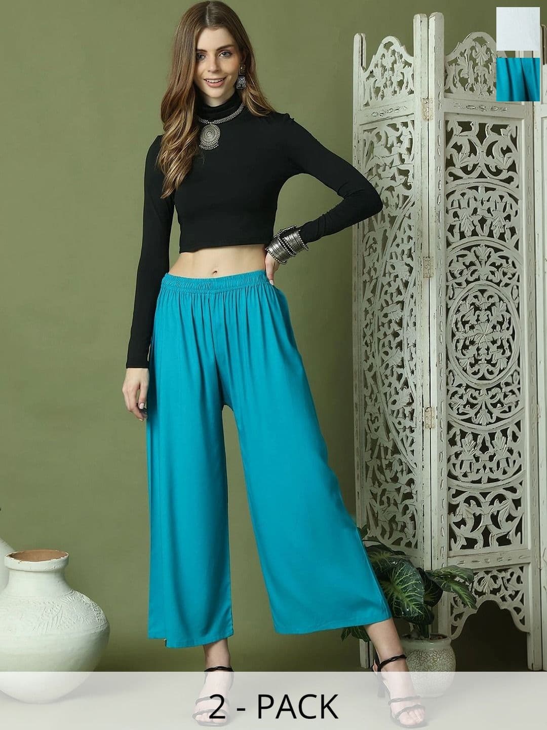 KALINI Women 2 Ethnic Palazzos - view 1