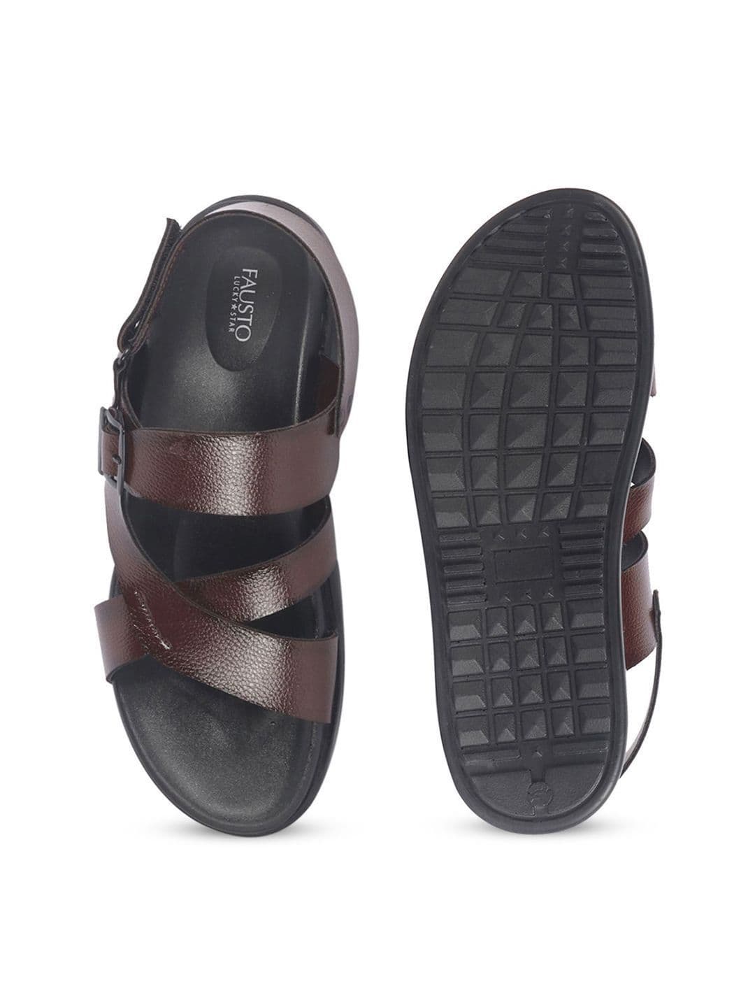 FAUSTO Men PU Comfort Open Toe Criss Cross Slip On Sandals thumbnail 7