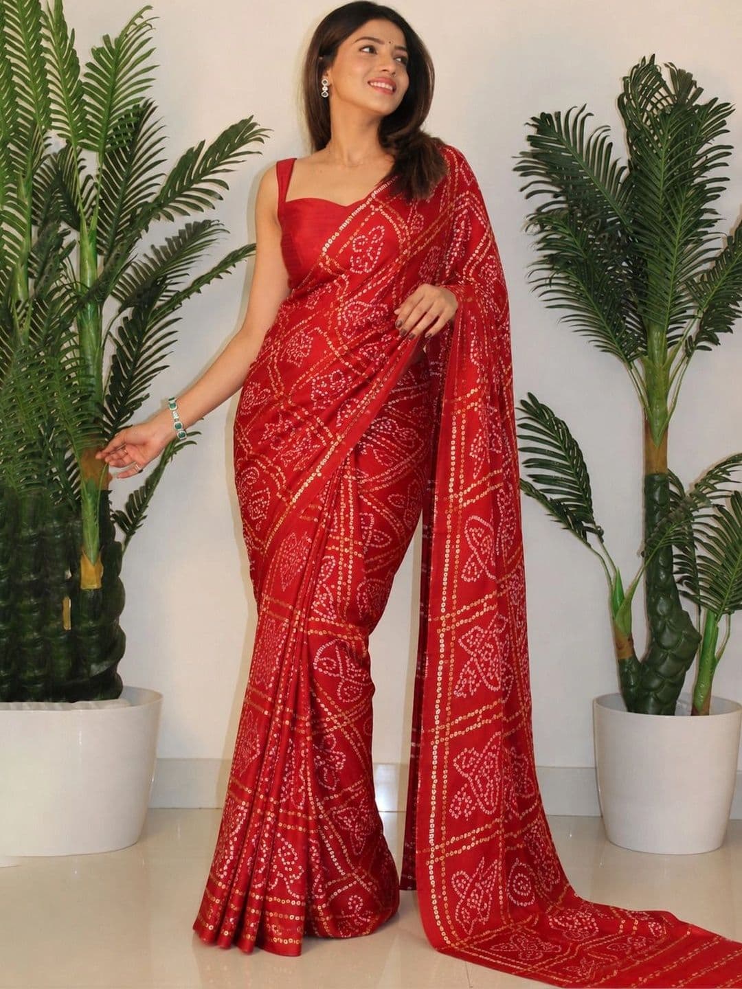 Sitanjali Bandhani Pure Georgette Saree thumbnail 2