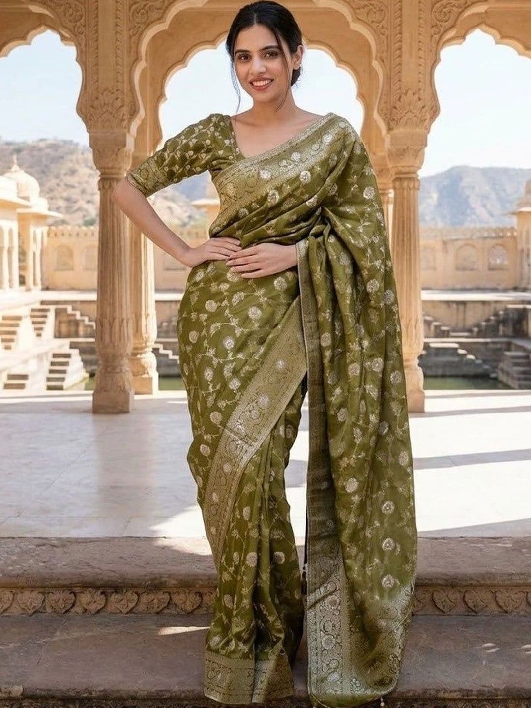 Okom Woven Design Zari Art Silk Banarasi Saree - view 1