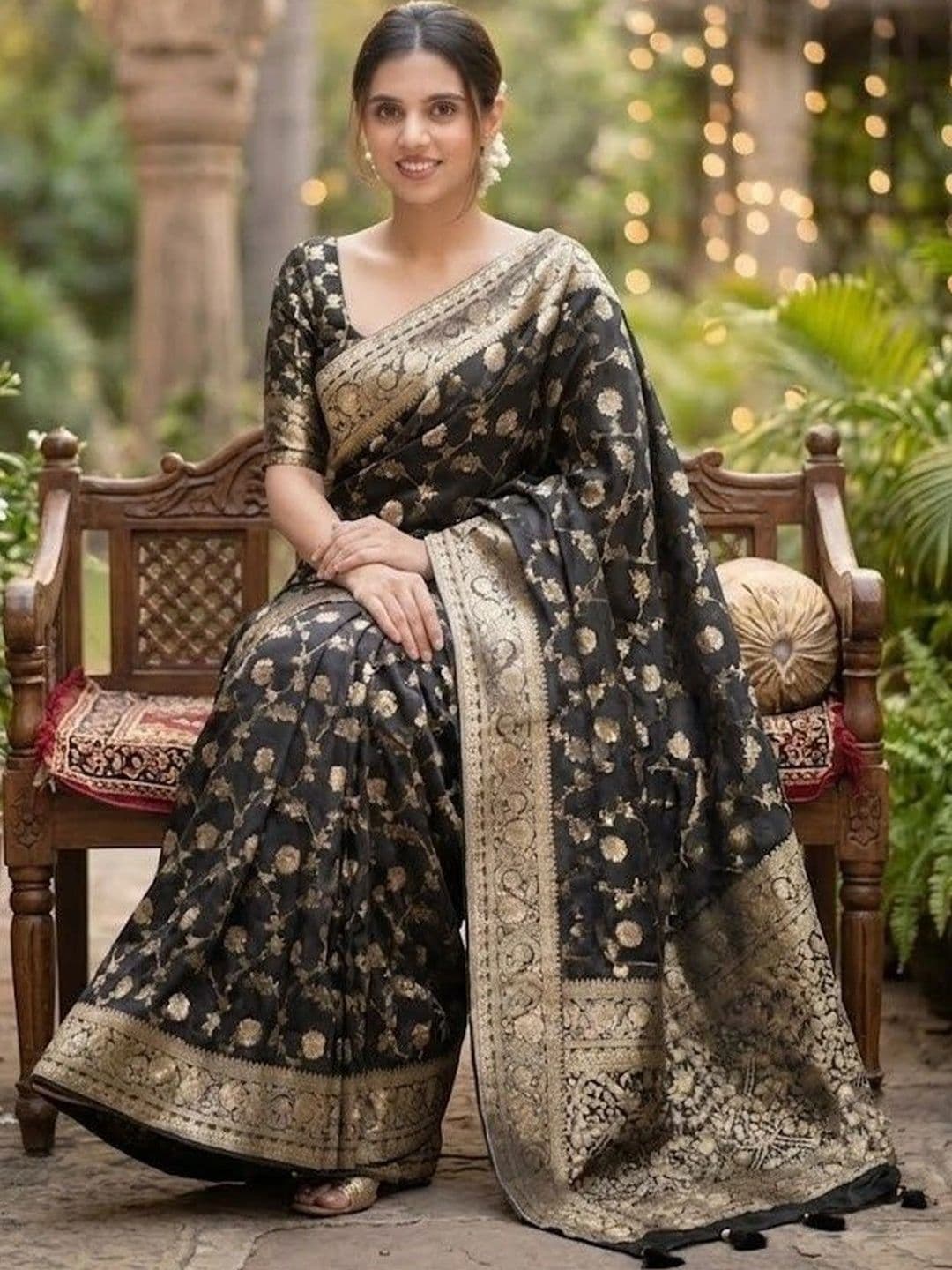 Okom Woven Design Zari Art Silk Banarasi Saree thumbnail 4