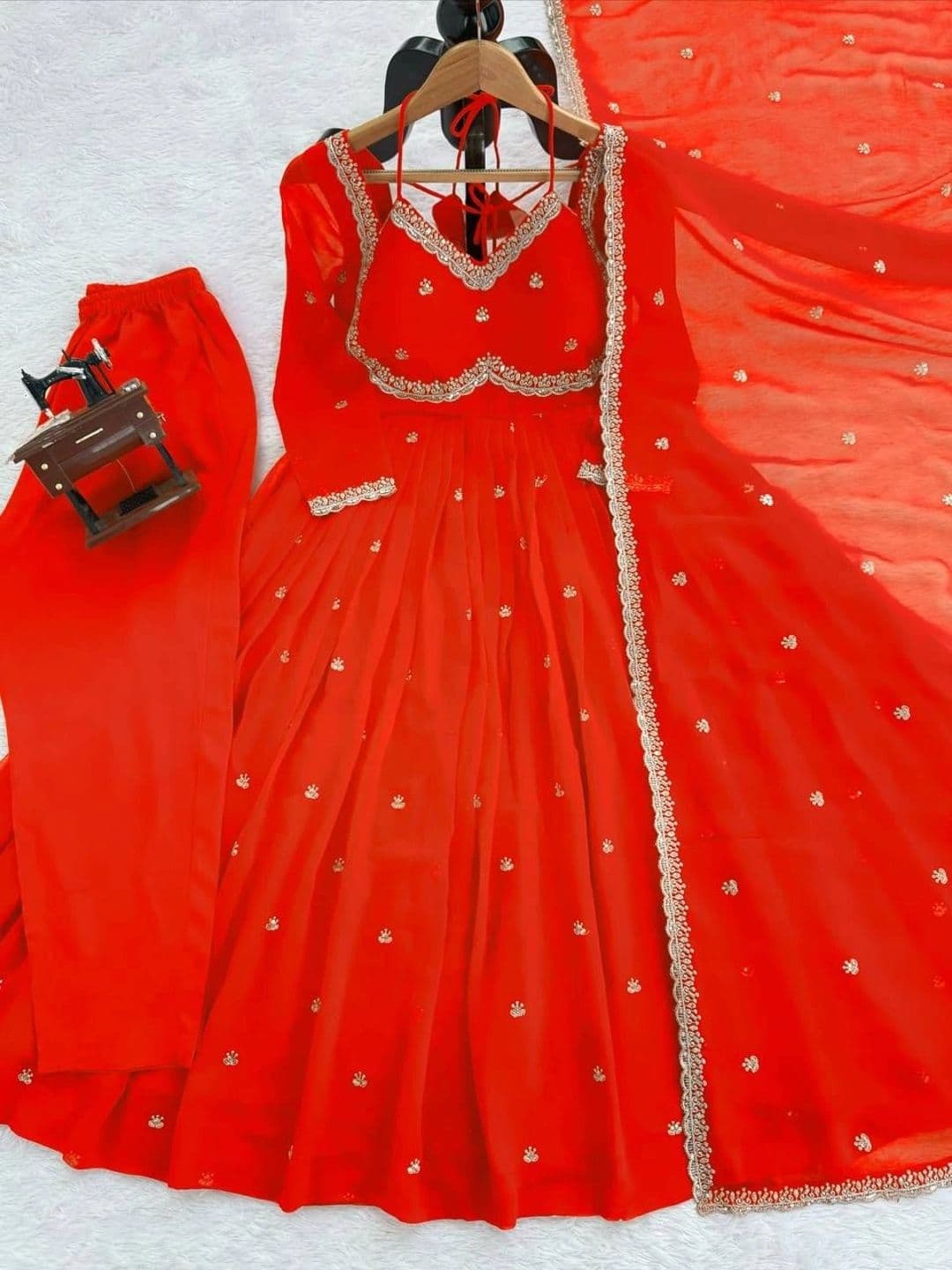 Frenzy Fusion Women Ethnic Motifs Embroidered Empire Gotta Patti Kurta with Pyjamas & With Dupatta thumbnail 5