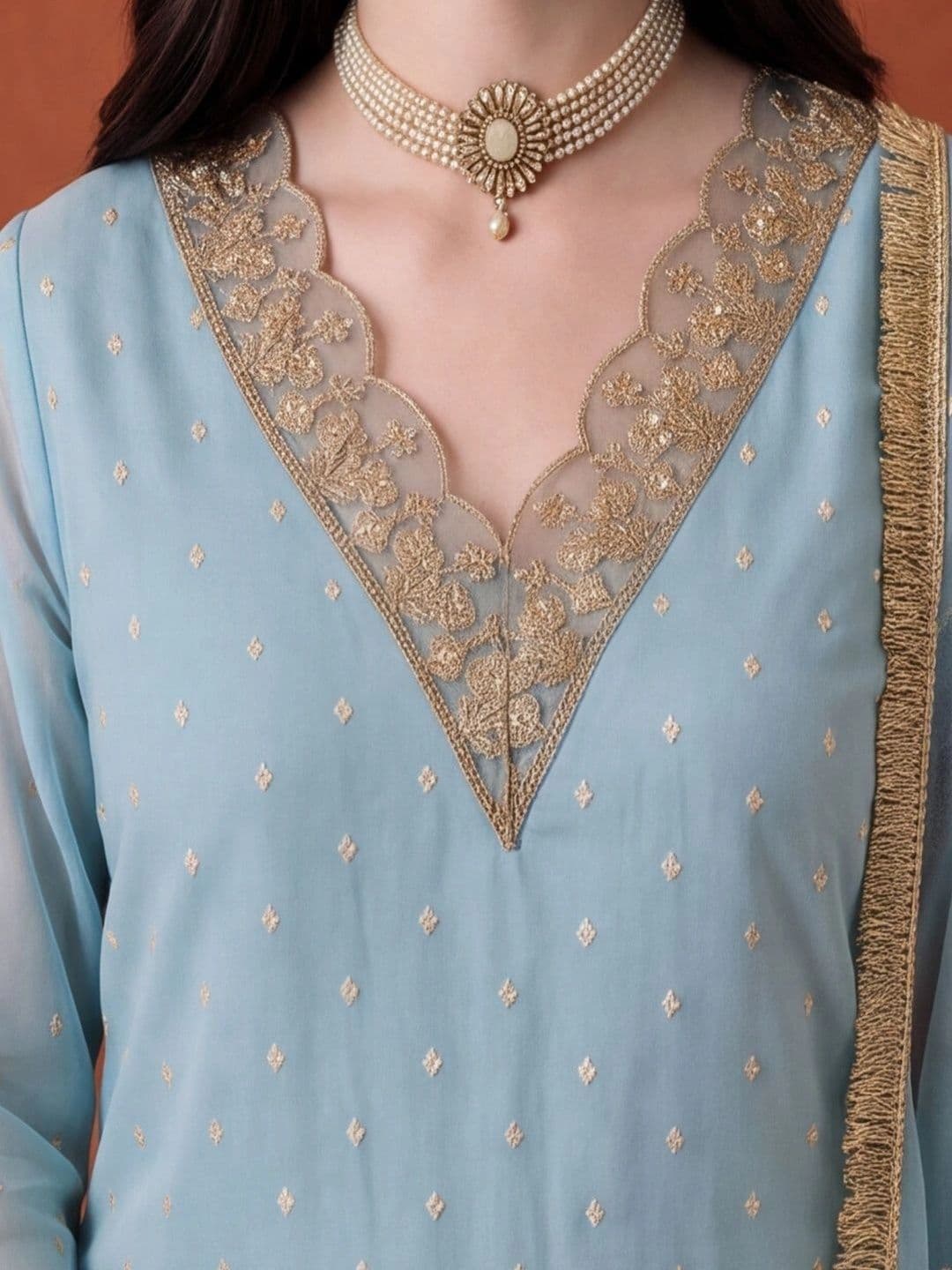 Jaipur Kurti Women Ethnic  Embroidered Thread Work Kurta with Trousers & With Dupatta thumbnail 3