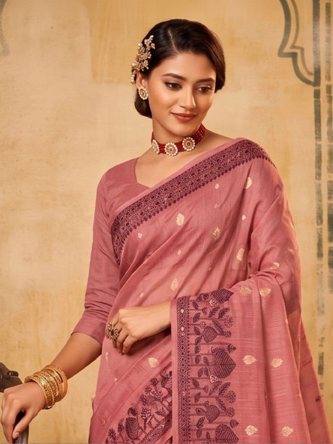 all about you Ethnic Motifs Embroidered Designer Saree thumbnail 3