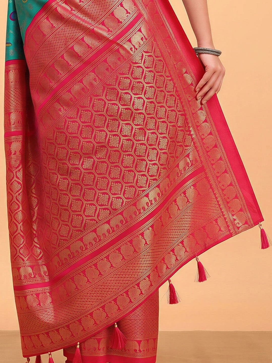 Anouk Embellished Zari Designer Banarasi Saree thumbnail 6