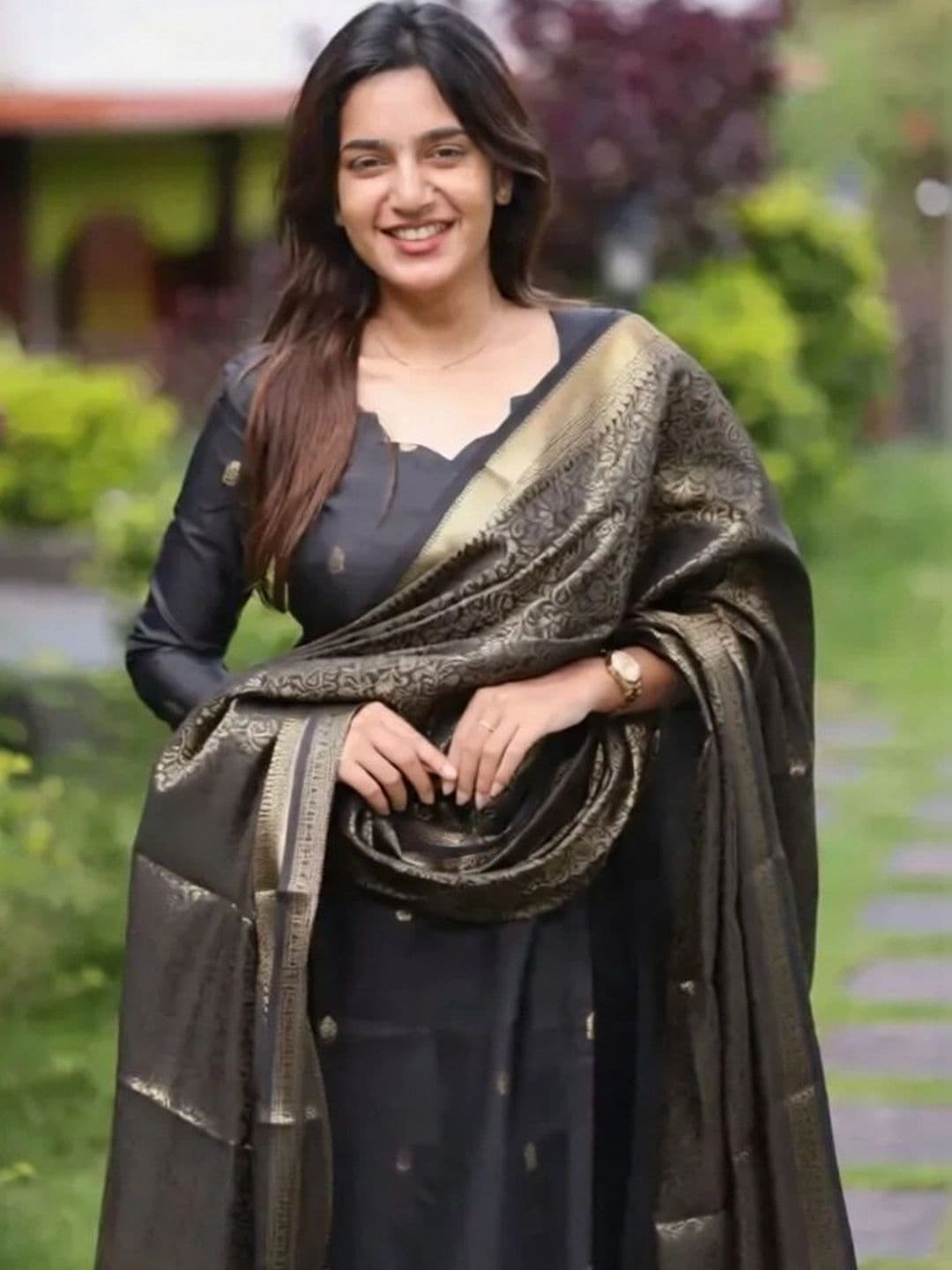 HERE&NOW Women Ethnic Motifs Regular Kurta with Trousers & With Dupatta thumbnail 4