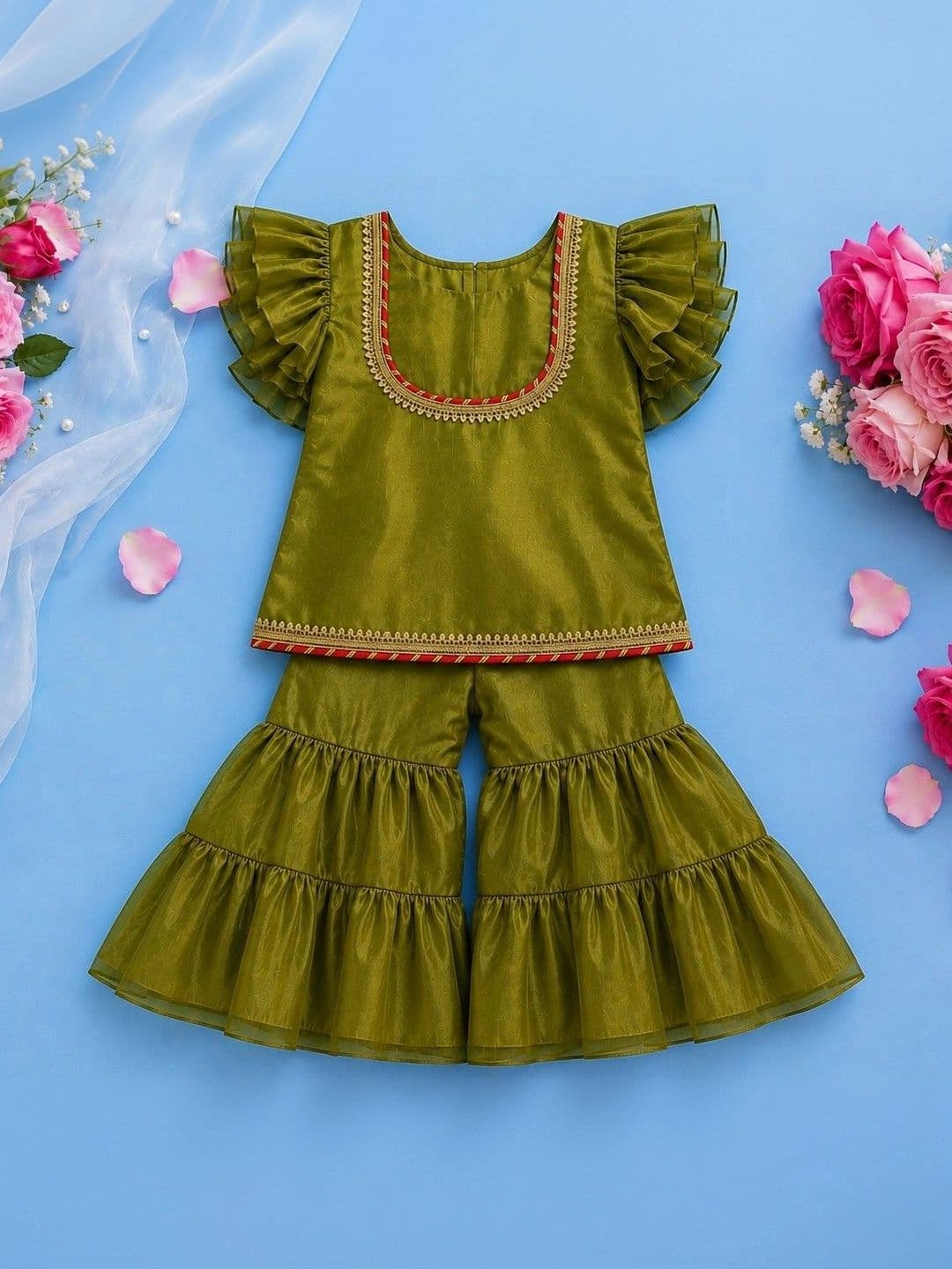 Poppy & Munchkin Girls Embellished Thread Work Ready to Wear Lehenga thumbnail 3