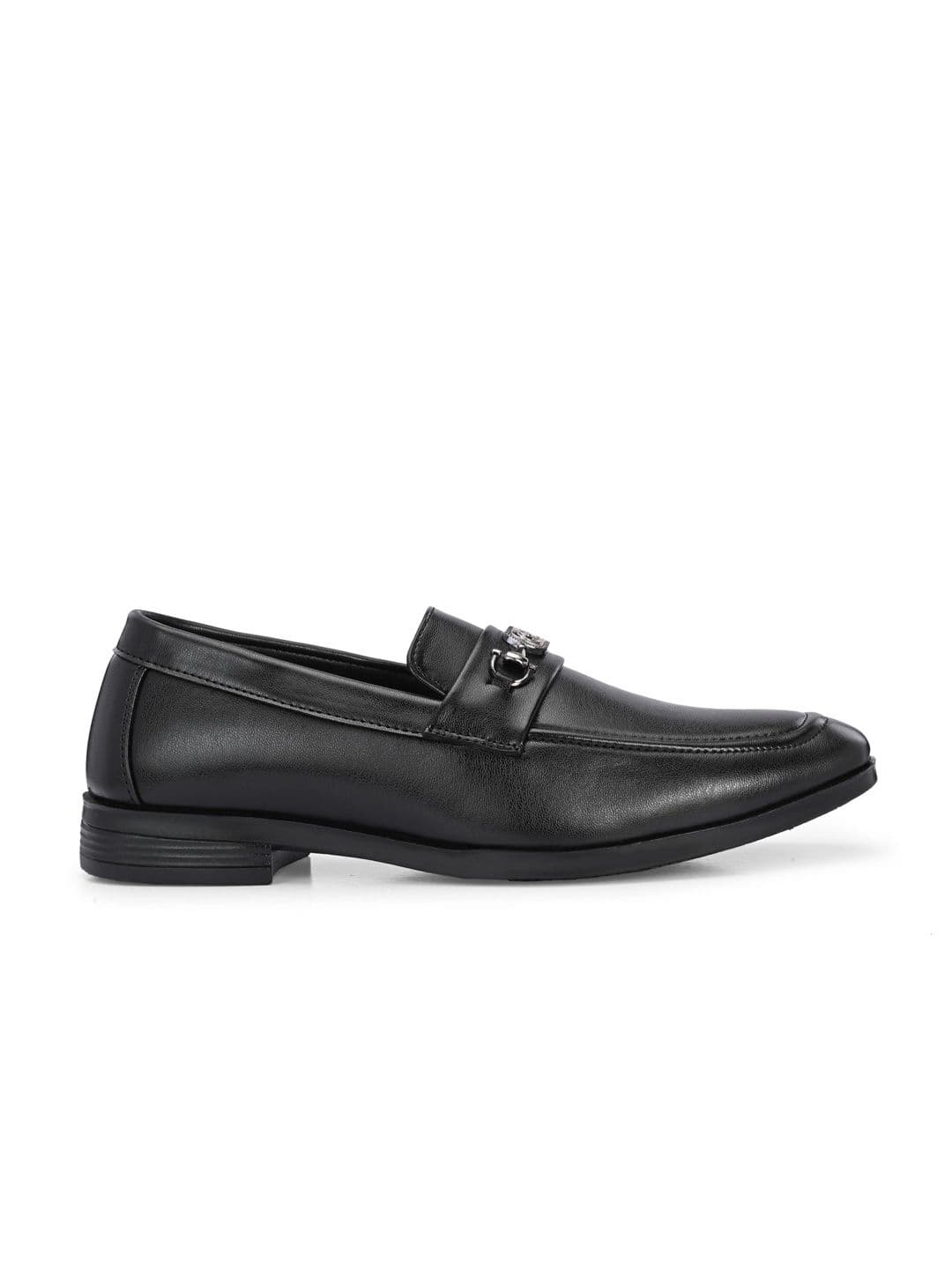 Azzaro Black Synthetic Leather Round Toe Slip-On Formal Loafers thumbnail 6