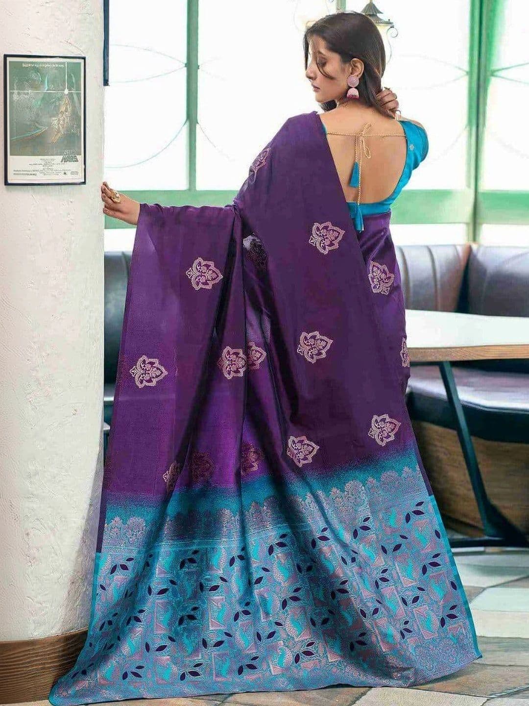 Okom Woven Design Zari Art Silk Banarasi Saree thumbnail 4